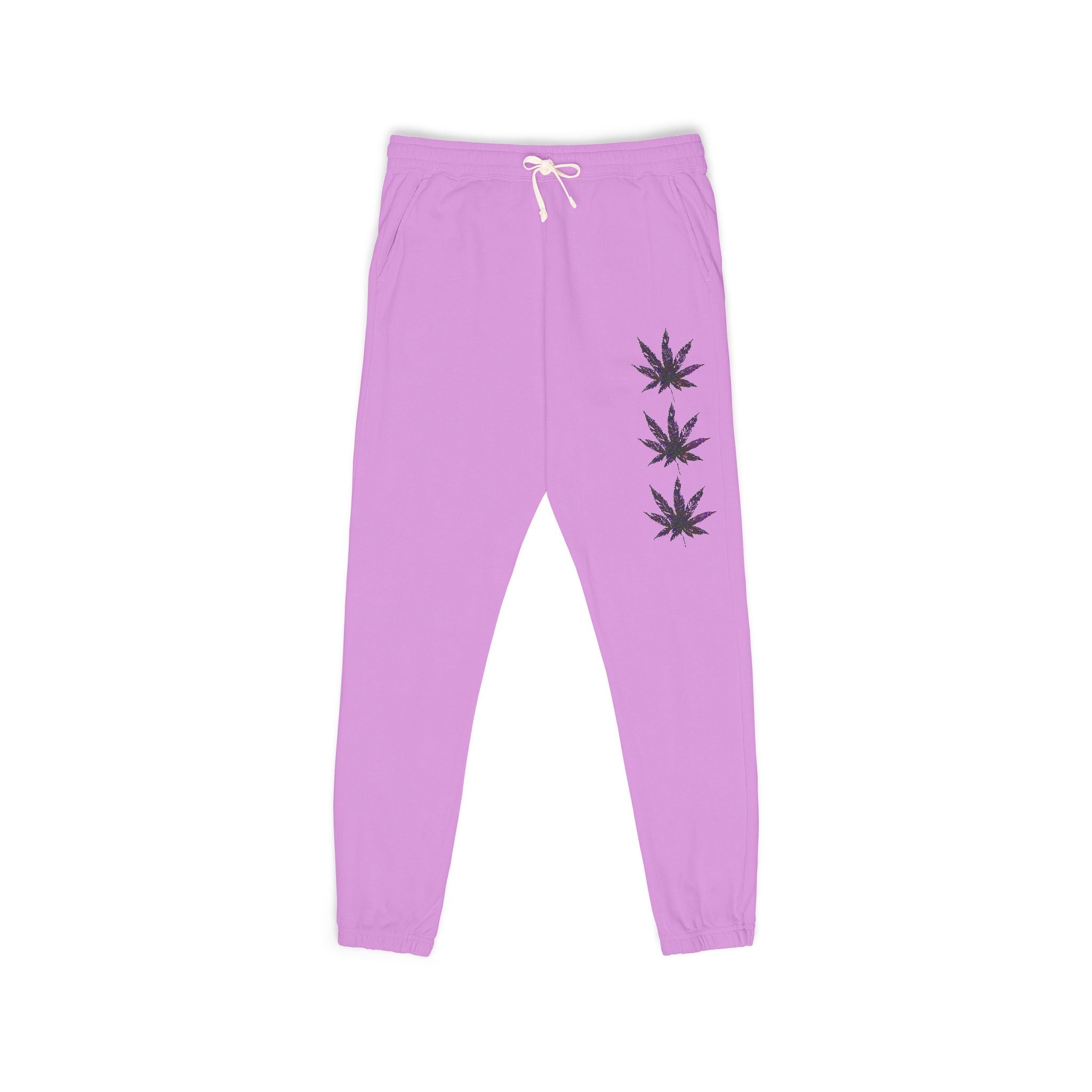 Fleece Sweatpants - Vibrant Cannabis Leaf Design by Studio Blitz