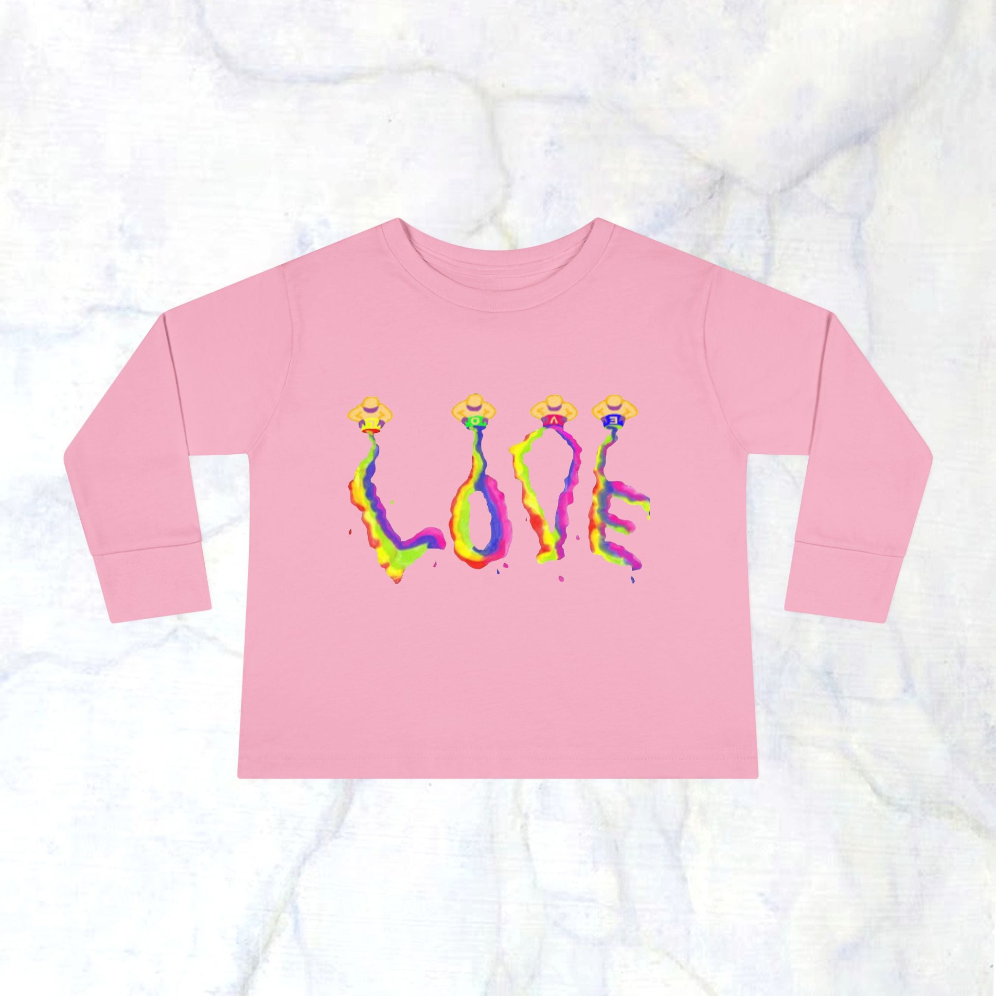 Toddler Long Sleeve Tee - It's All About Love in Bright Colors by Studio Blitz