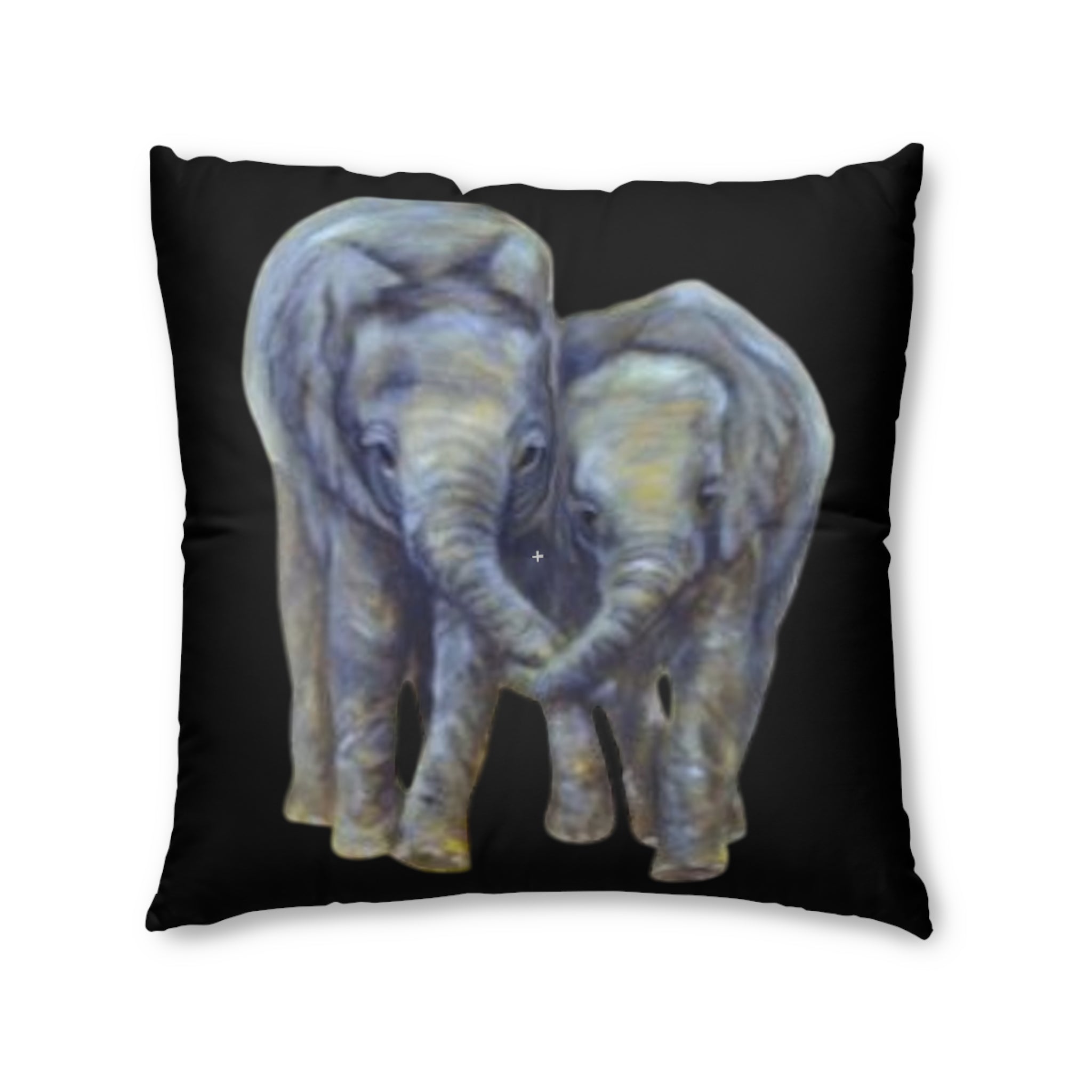 Black Tufted Floor Pillow - Elephant Lovers Painted by Studio Blitz