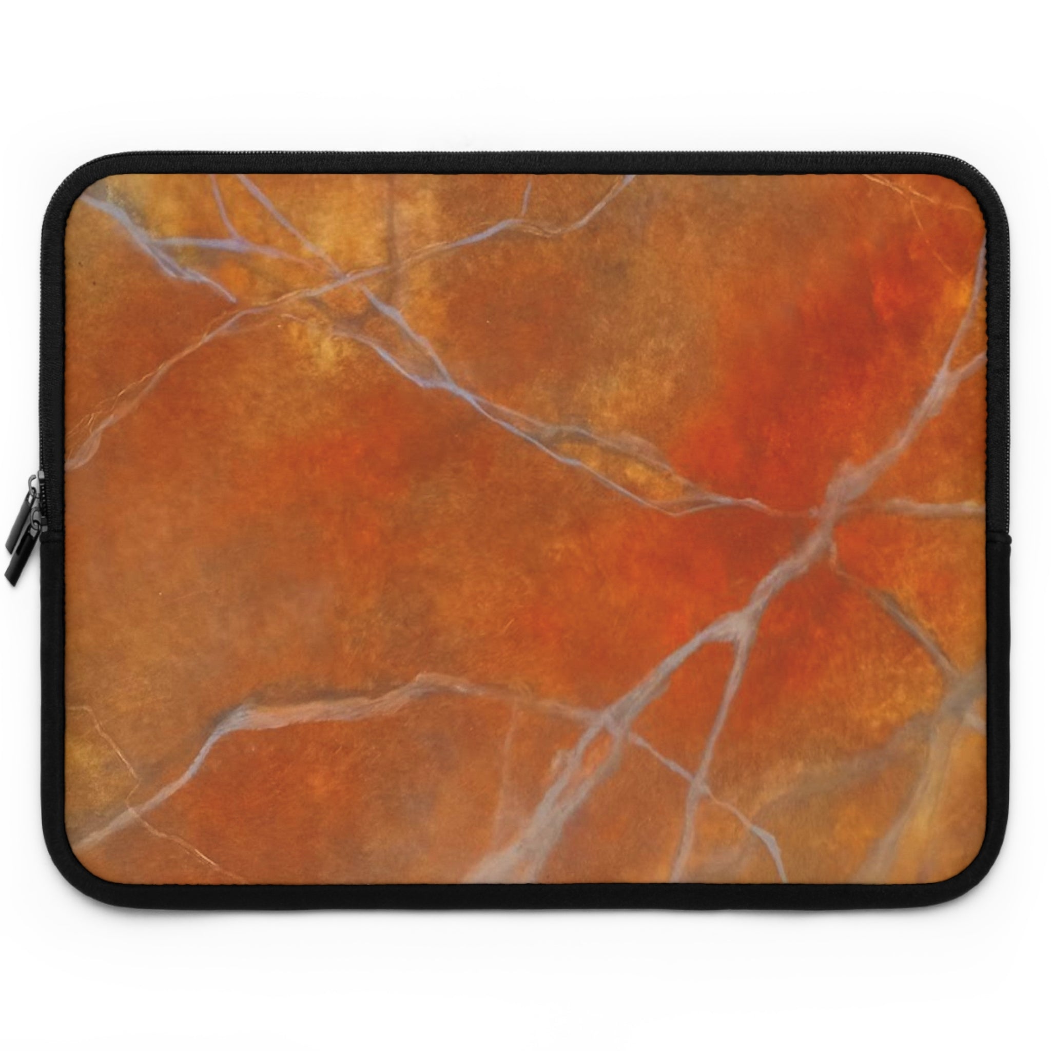 Stylish Laptop Sleeve in Red/Orange Modern Marble Design by Studio Blitz