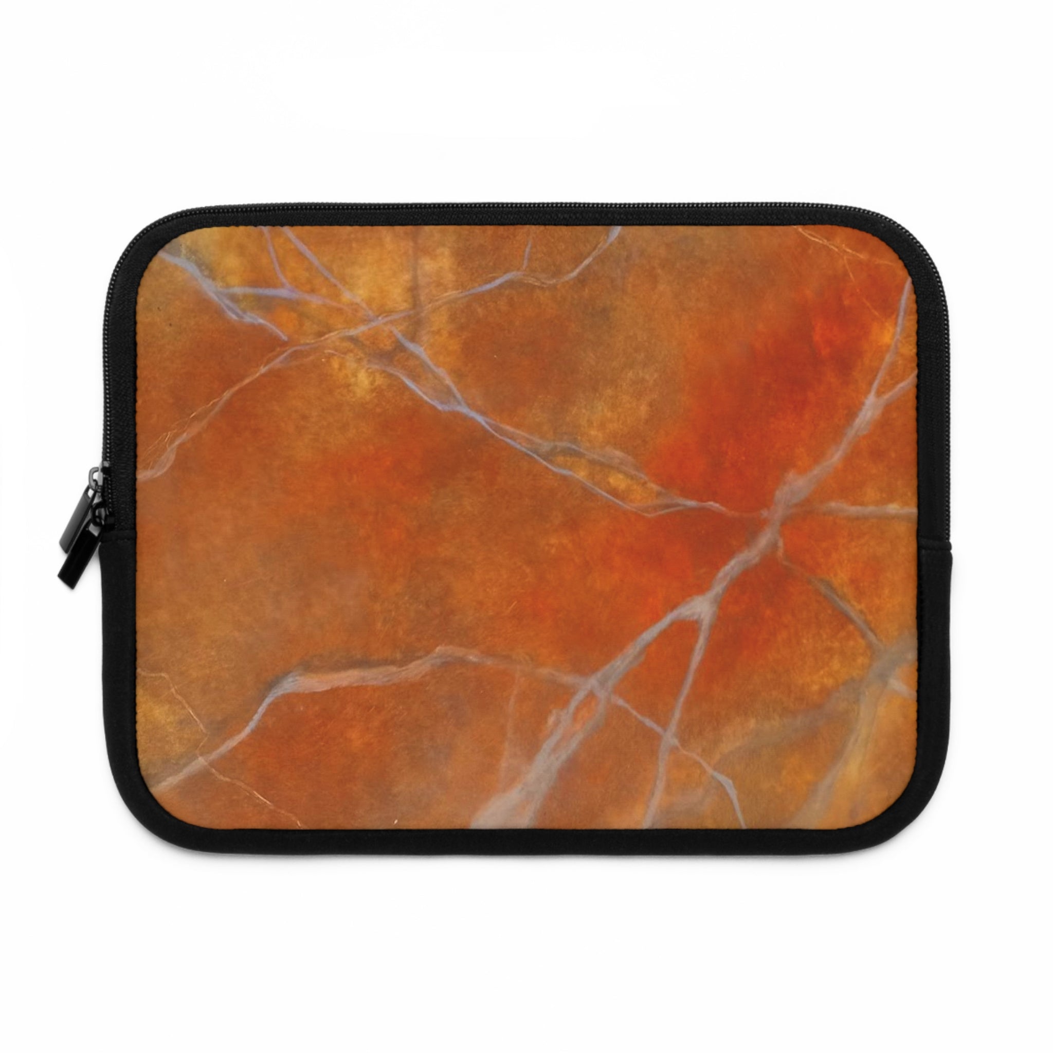 Stylish Laptop Sleeve in Red/Orange Modern Marble Design by Studio Blitz