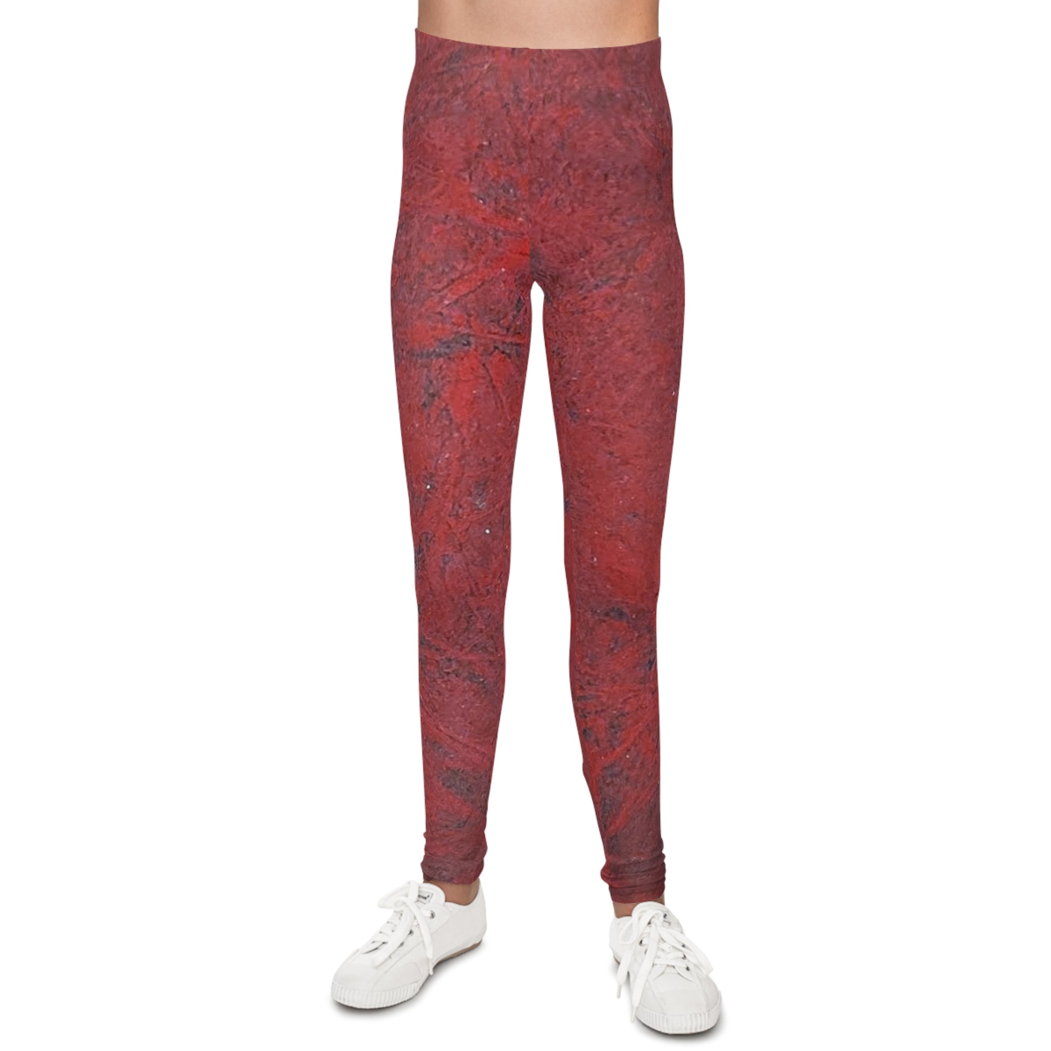 Youth Leggings - Funky Red Abstract Art by Studio Blitz