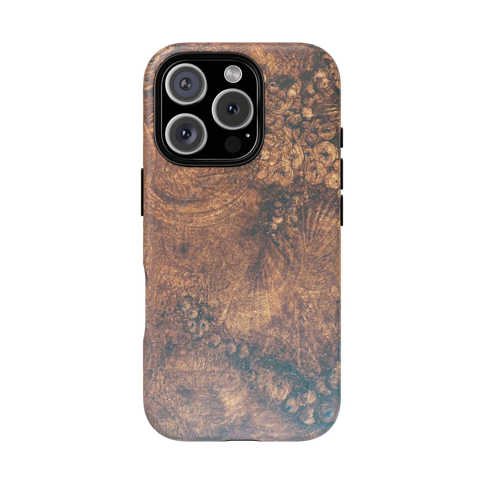 Durable Magnetic Phone Case with Unique Burl Wood Art Design by Studio Blitz that will make people take notice.