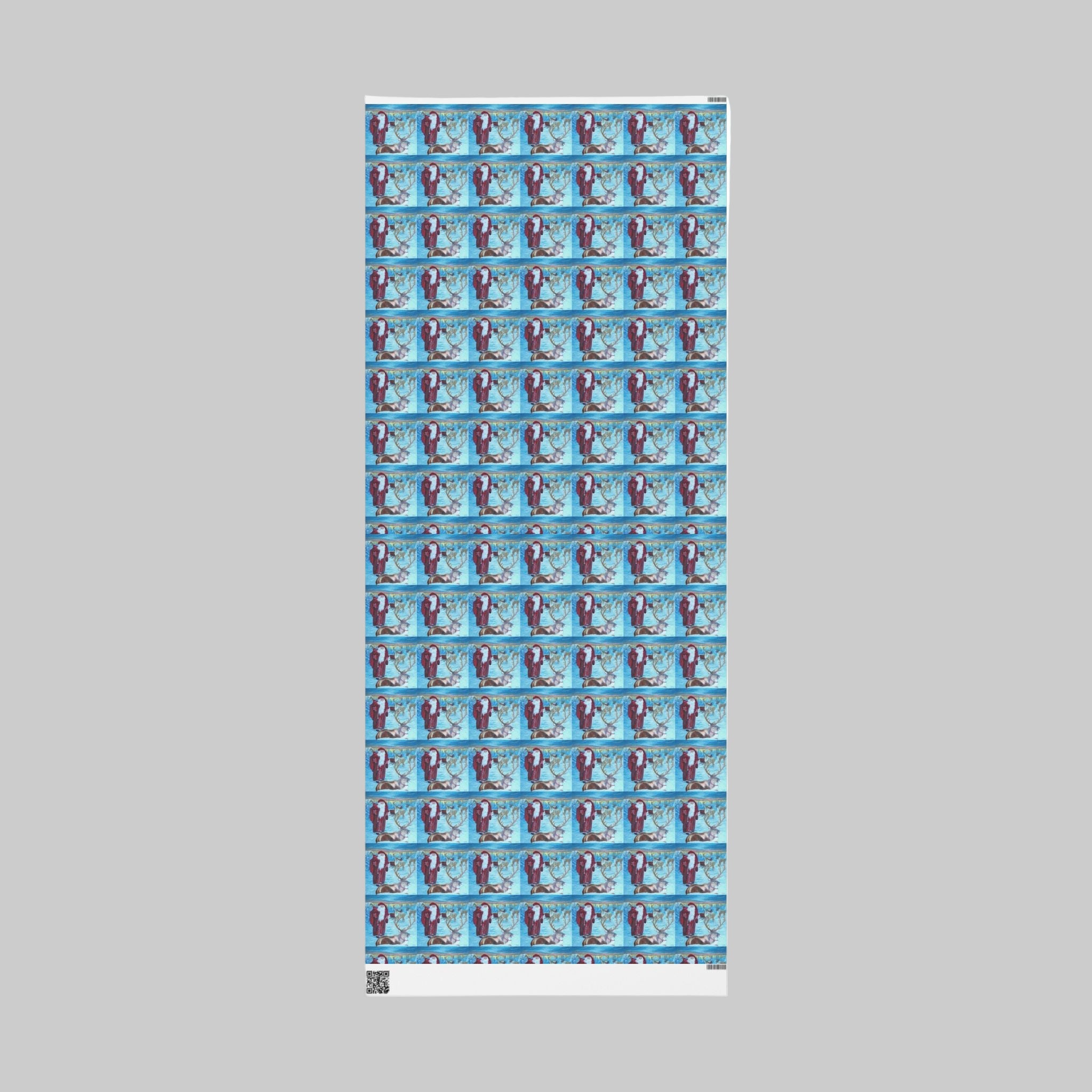 Holiday Wrapping Paper - Vintage Santa and Reindeer at the North Pole - Matte or Glossy Finish