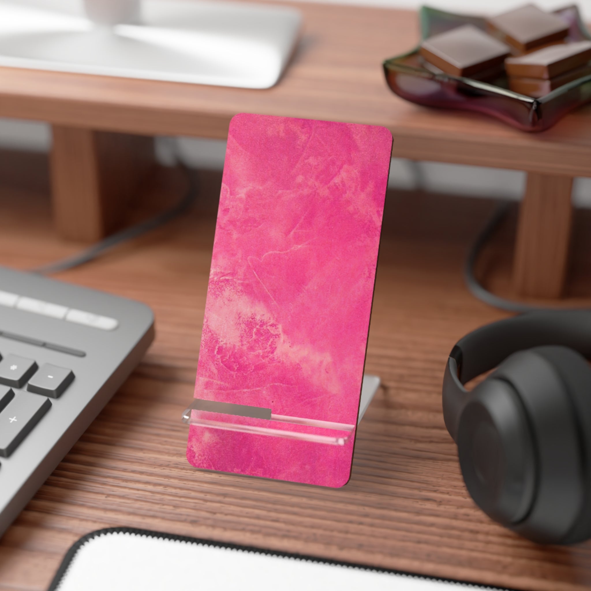 Smartphone Stand, Hot Pink Marble Design by Studio Blitz
