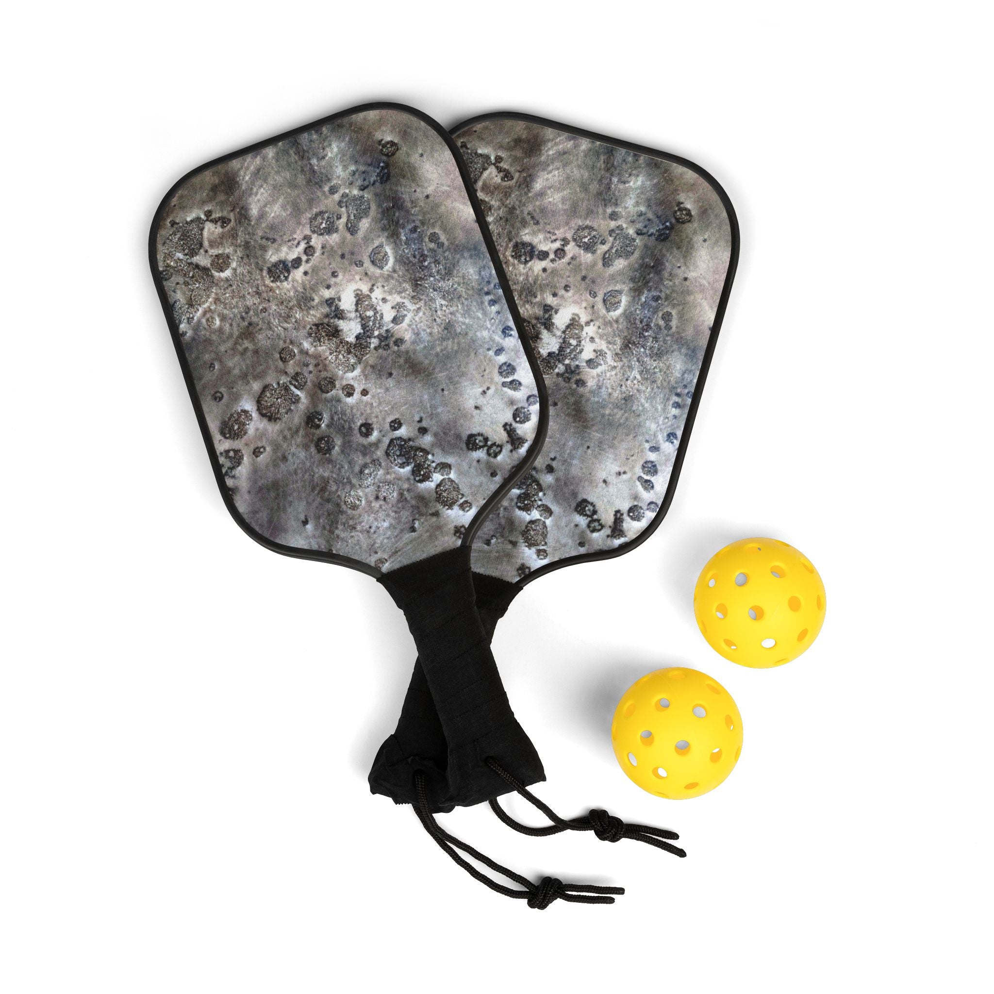 Moon Rock Pickleball Paddle Set Painted by Studio Blitz