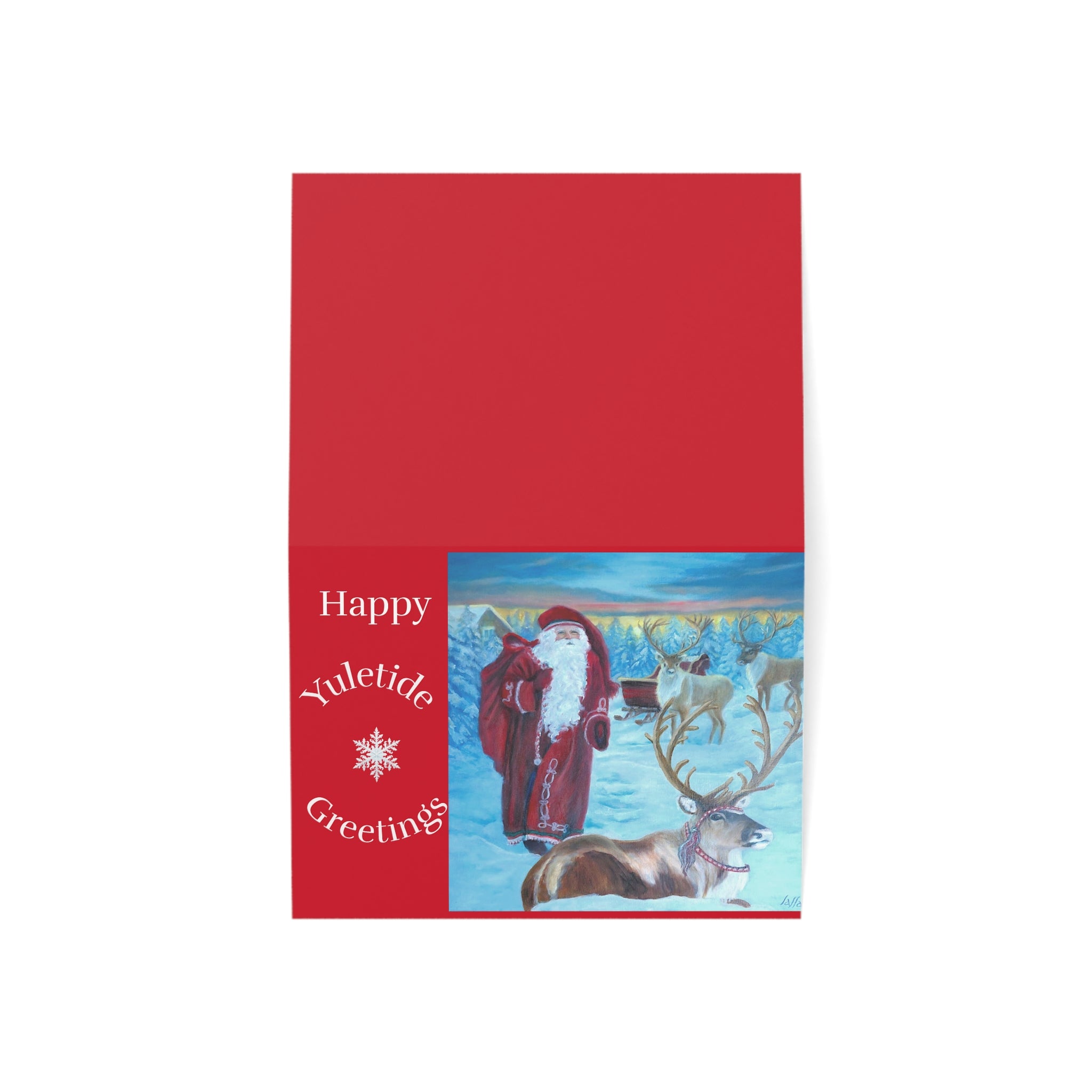 Christmas Cards - Vintage Santa and Reindeer at the North Pole hand painted by Studio Blitz