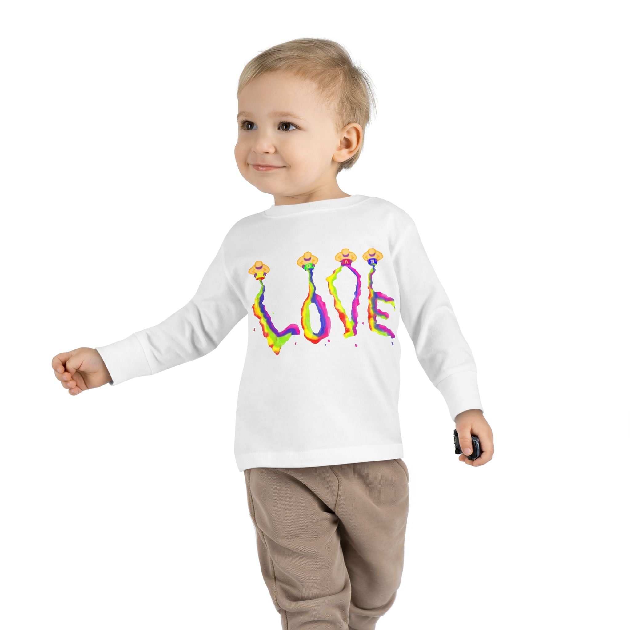 Toddler Long Sleeve Tee - It's All About Love in Bright Colors by Studio Blitz