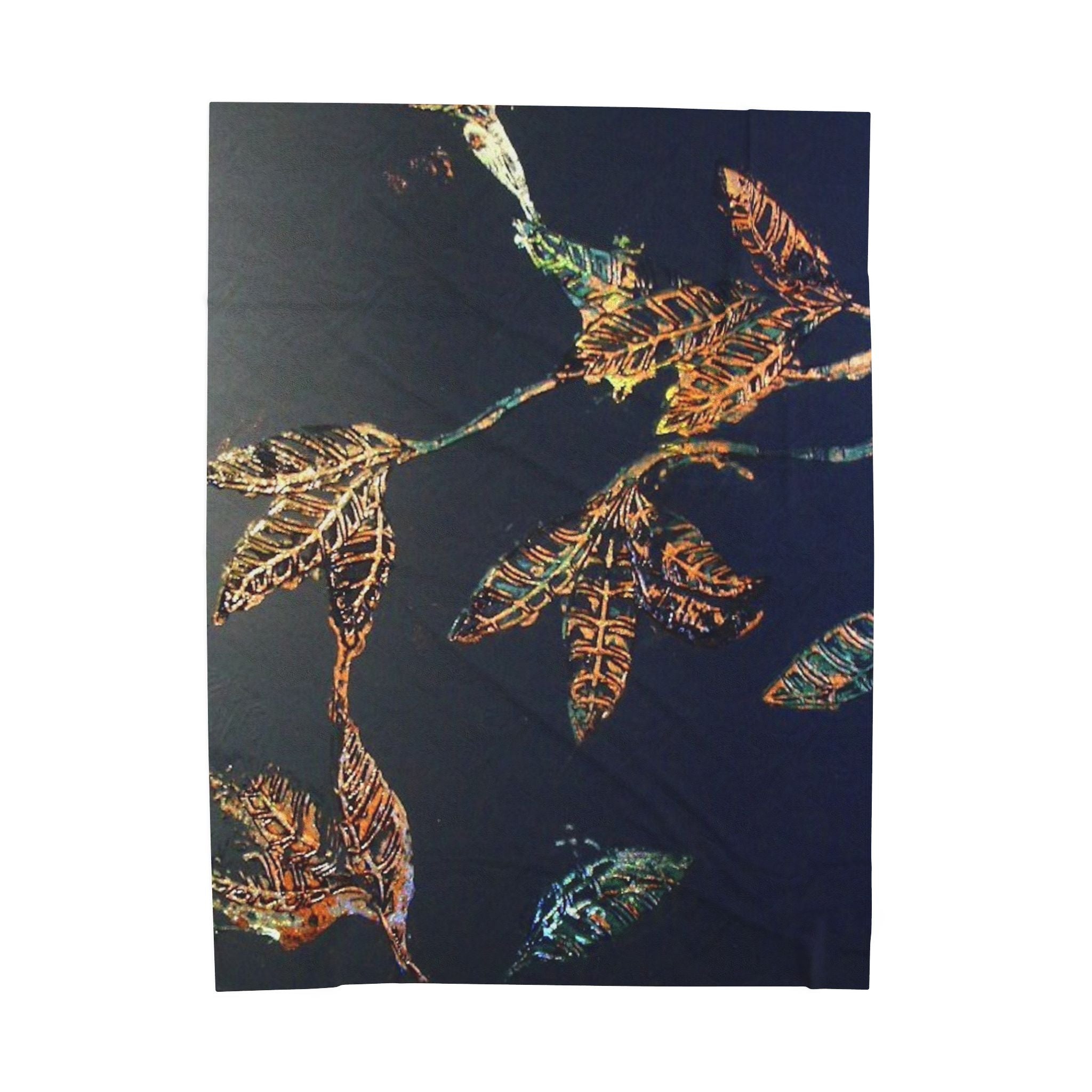 Velveteen Blanket Black Gold Leaf Art Studio Blitz