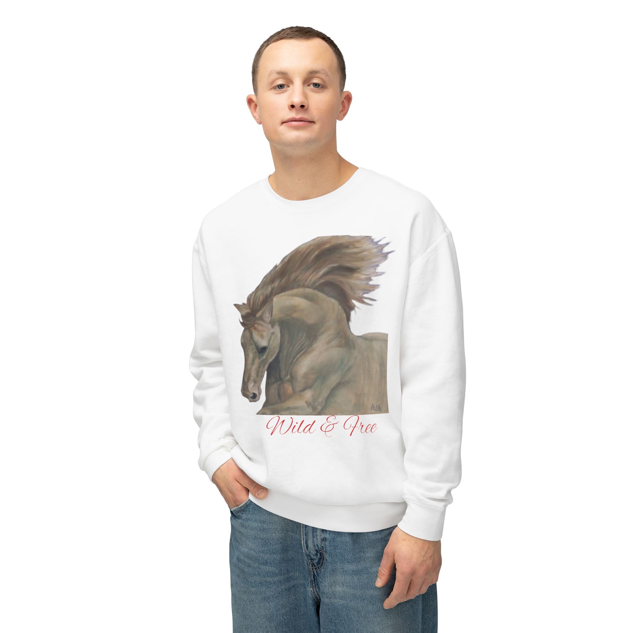 Horse Lovers Unisex Sweatshirt - Wild & Free Art Design by Studio Blitz