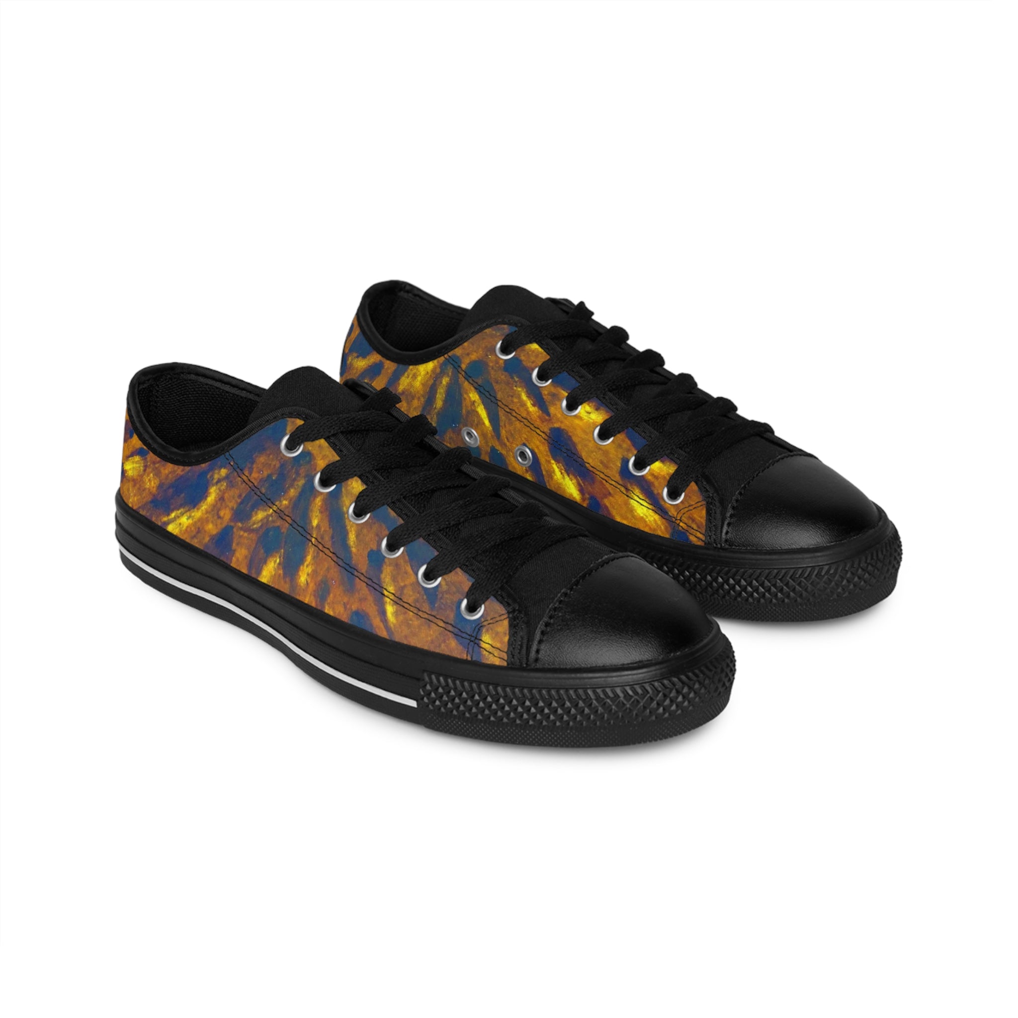 Casual Sneakers with Unique Gold & Black Abstract Art by Studio Blitz
