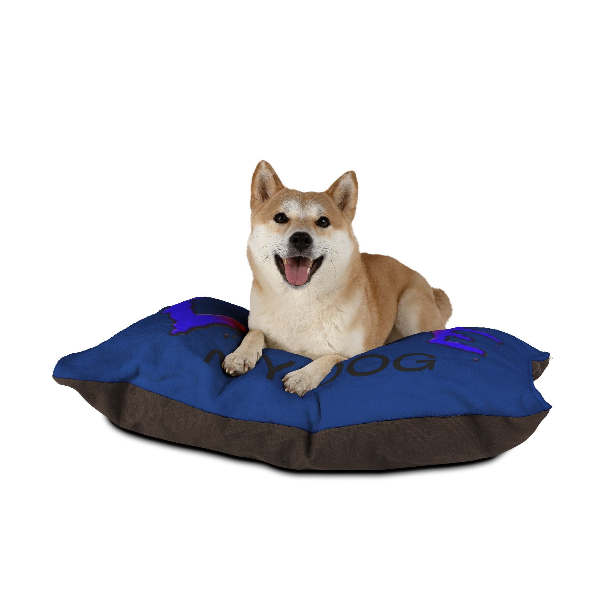 Super Colorful Blue Dog Bed - 'LOVE' Art Design by Studio Blitz
