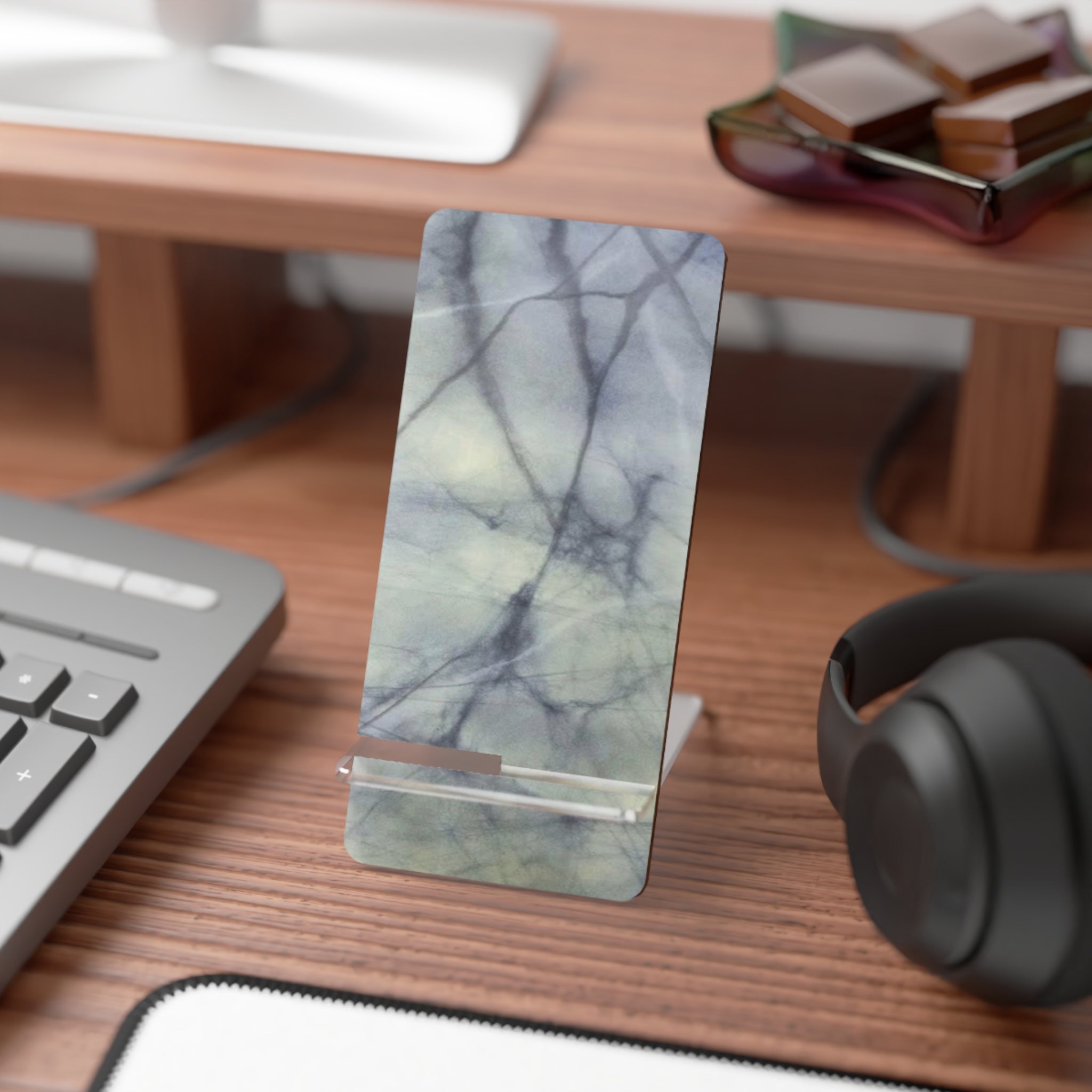 White Marble Design Phone Stand