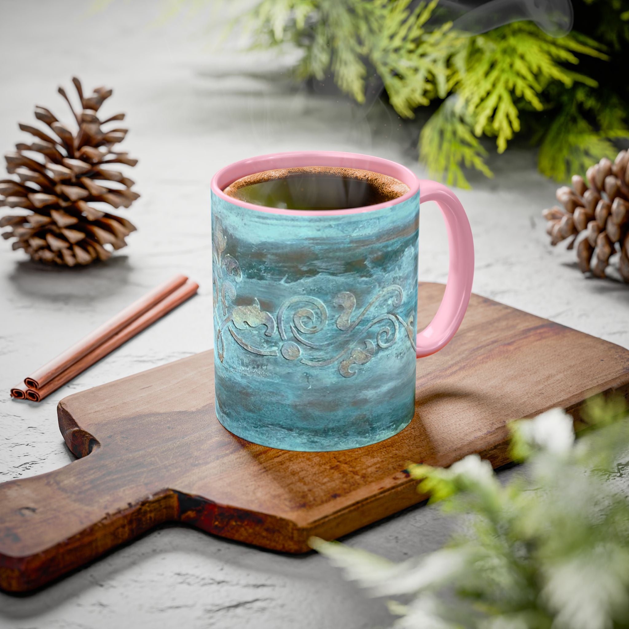 Artistically painted scrolled Mugs by Studio Blitz