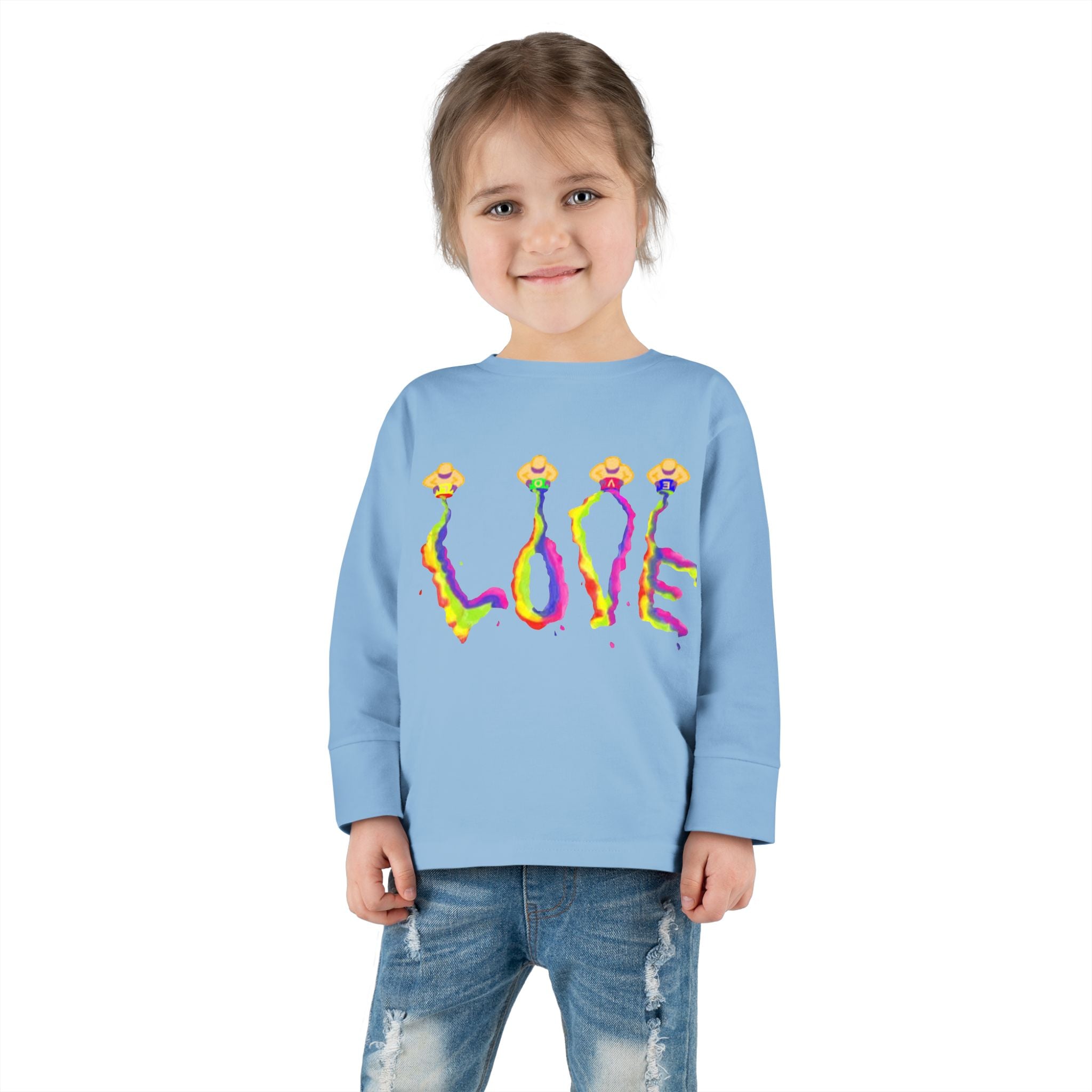 Toddler Long Sleeve Tee - It's All About Love in Bright Colors by Studio Blitz