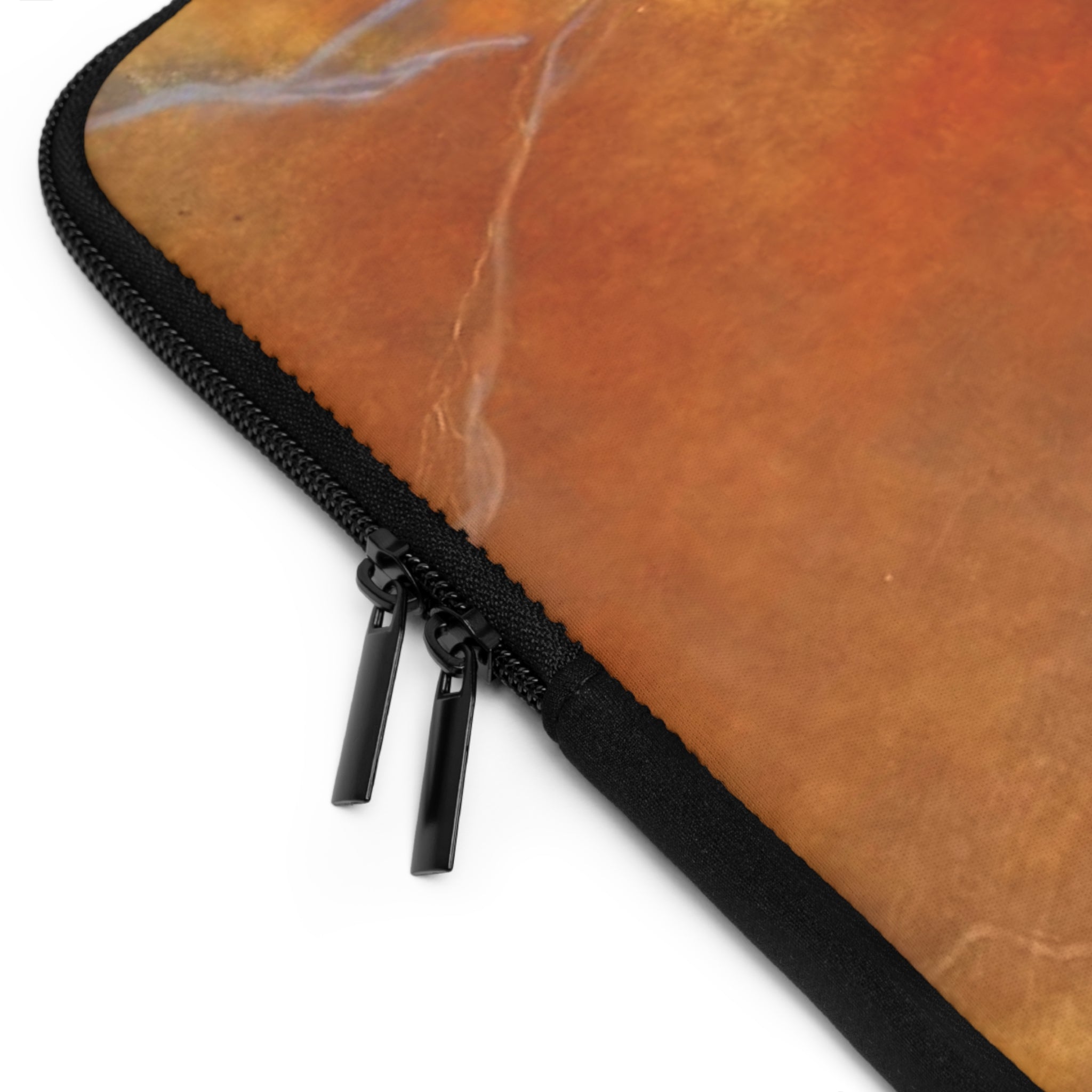 Stylish Laptop Sleeve in Red/Orange Modern Marble Design by Studio Blitz
