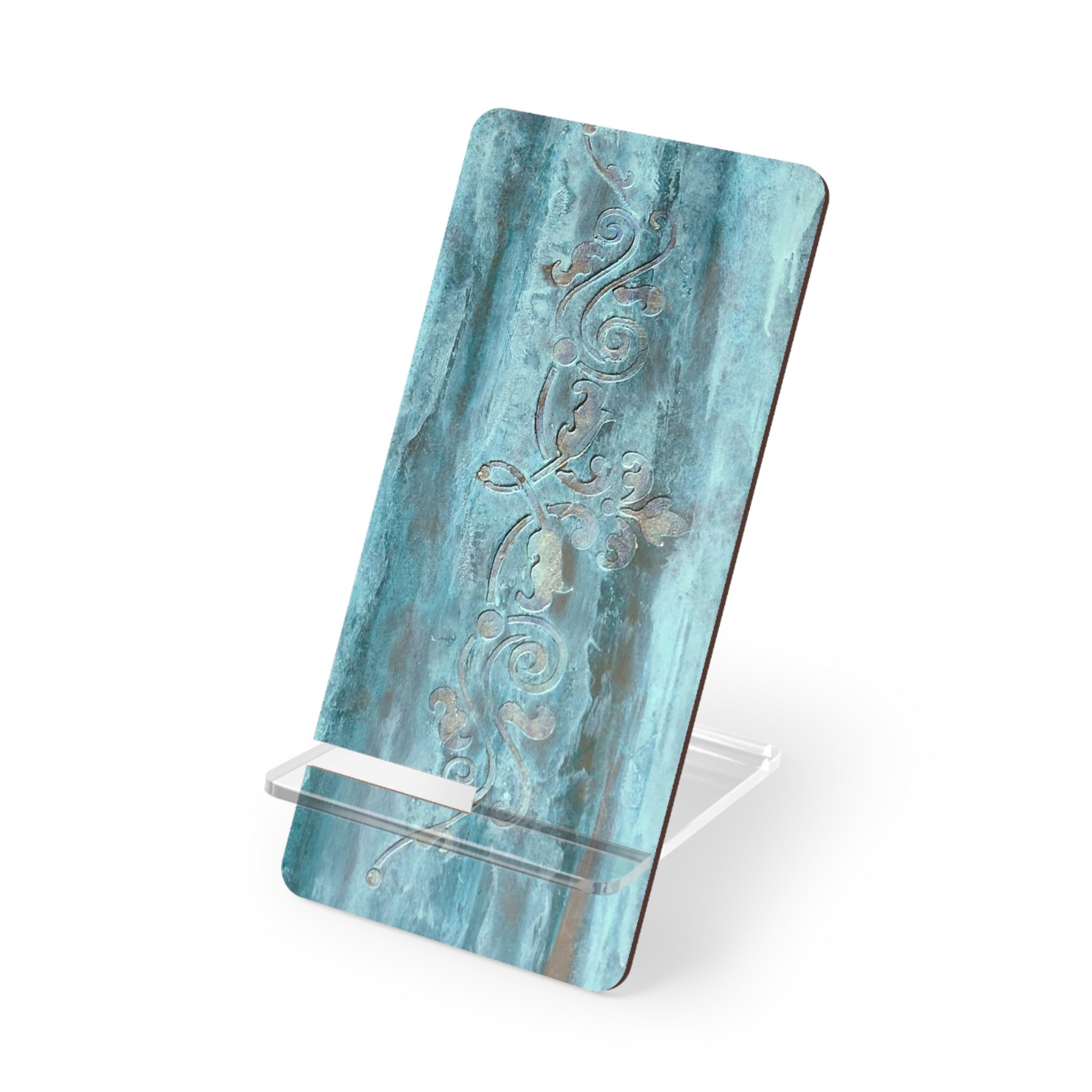 Phone Stand - Elegant Scroll Decor in Abstract Art by Studio Blitz