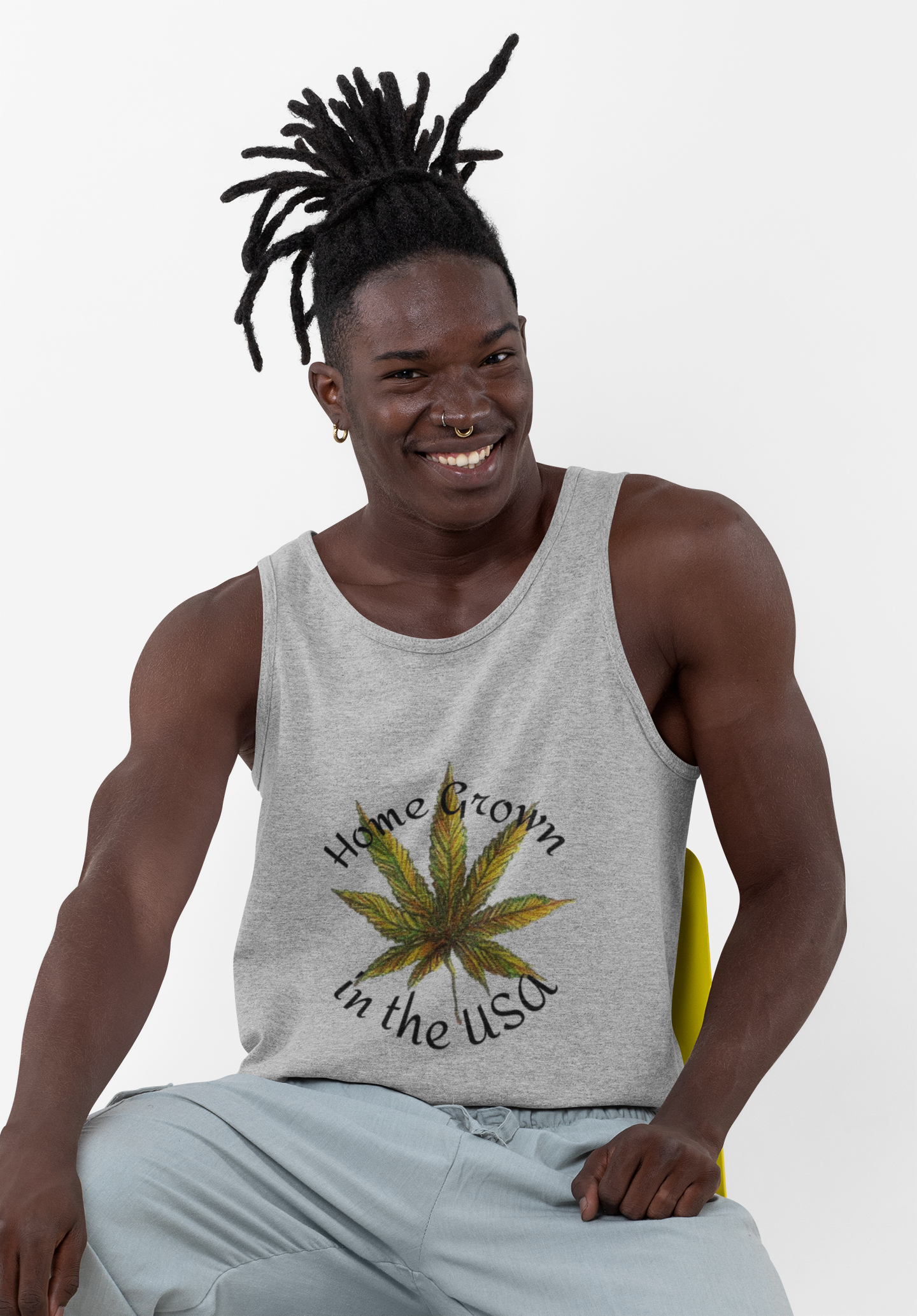 Tank Top - Support Medical Marijuana USA Red White Blue Leaf Image