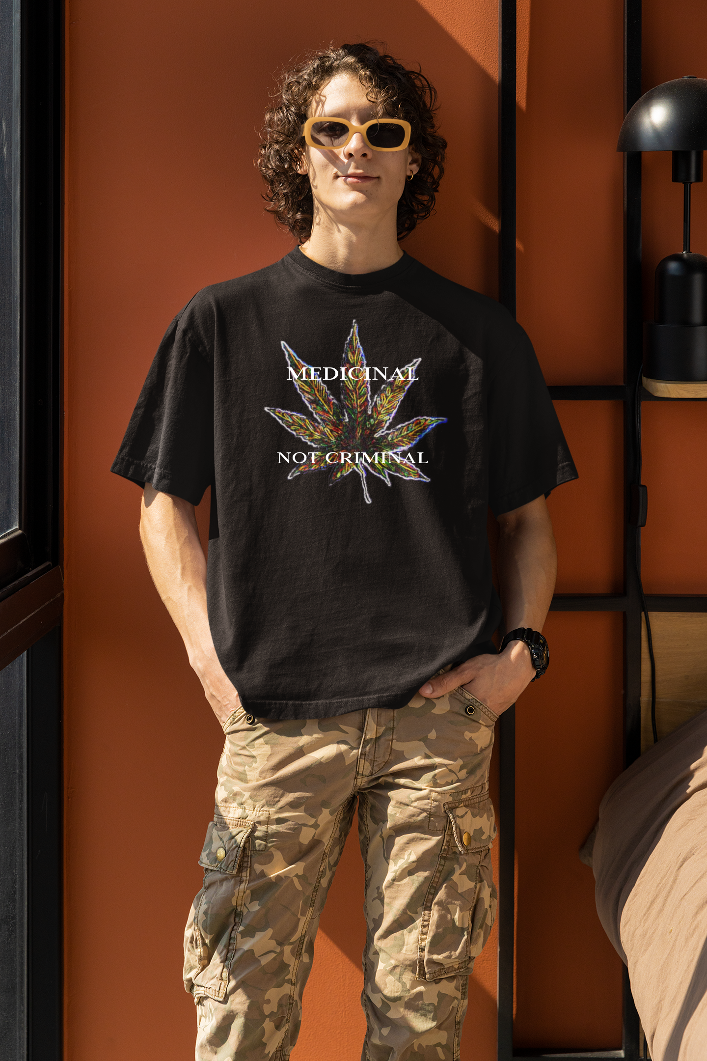 Unisex Colorful Cannabis T-Shirt designed by Studio Blitz