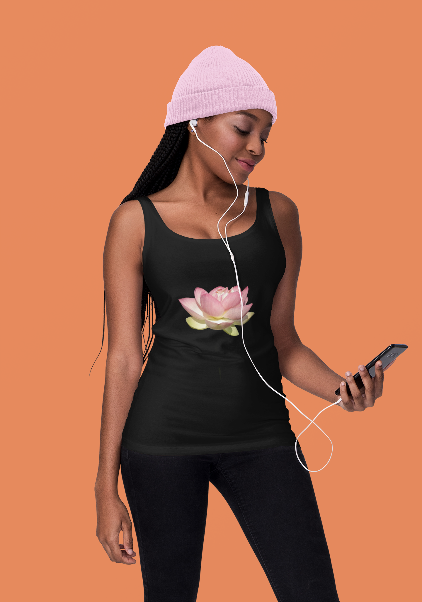 Women's Long Tank - Pink Lotus Flower Studio Blitz Design