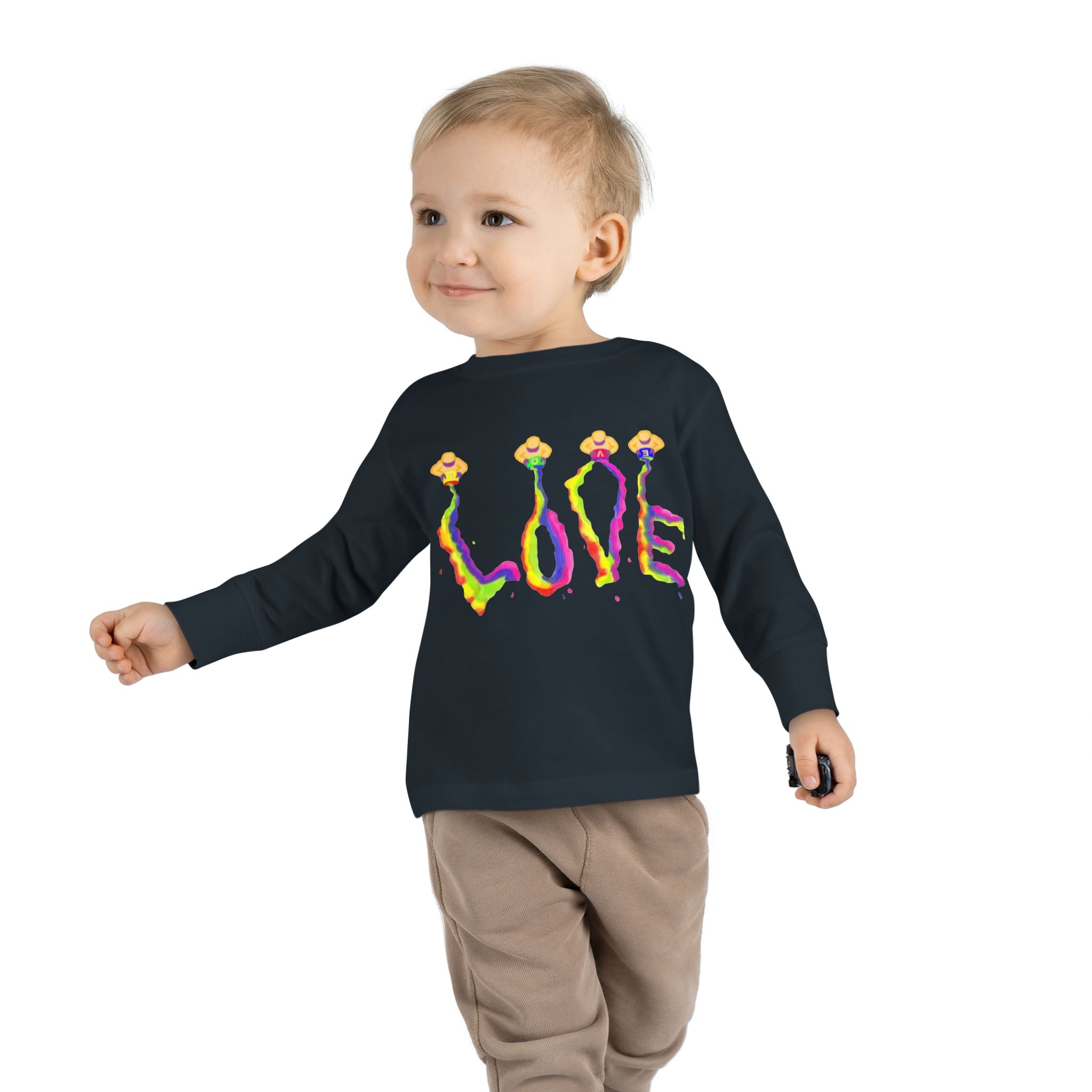 Toddler Long Sleeve Tee - It's All About Love in Bright Colors by Studio Blitz