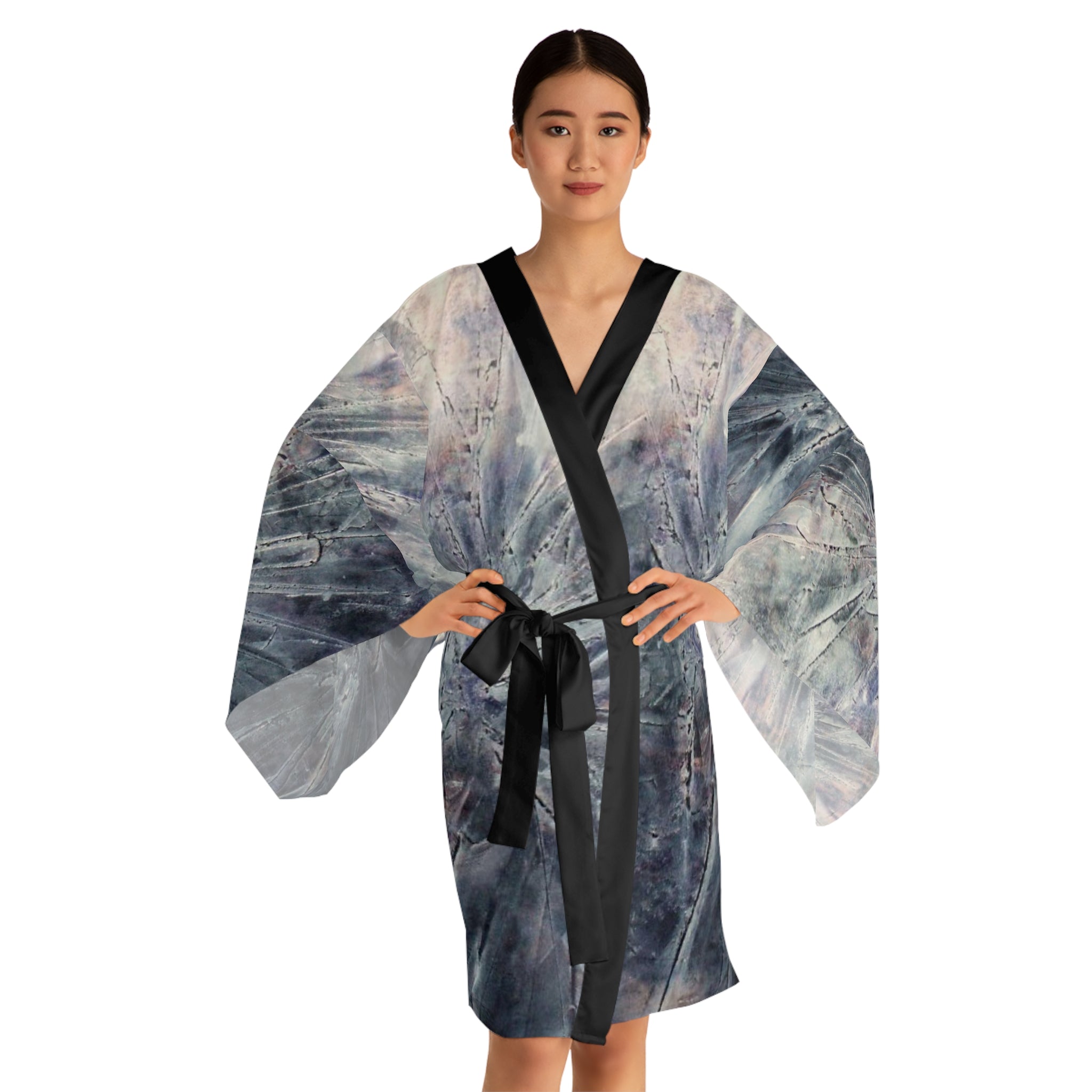 Kimono Robe - Silver Abstract Design by Studio Blitz