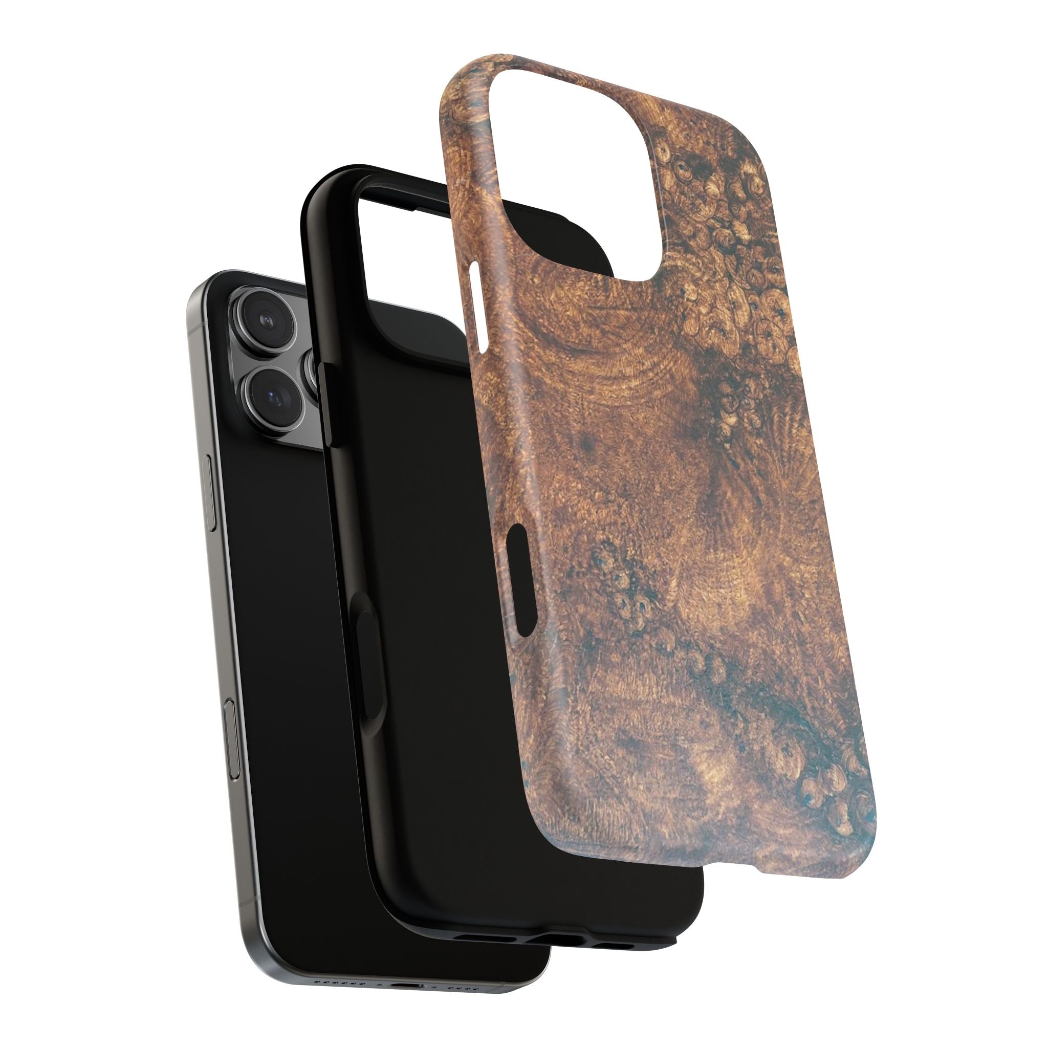 Durable Magnetic Phone Case with Unique Burl Wood Art Design by Studio Blitz that will make people take notice.