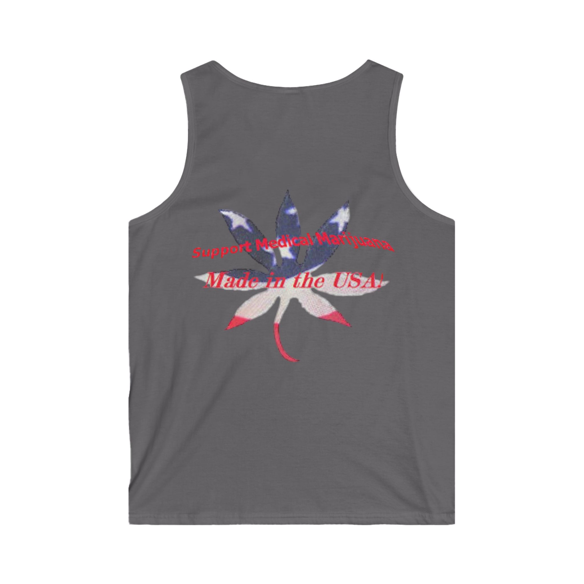 Tank Top - Support Medical Marijuana USA Red White Blue Leaf Image