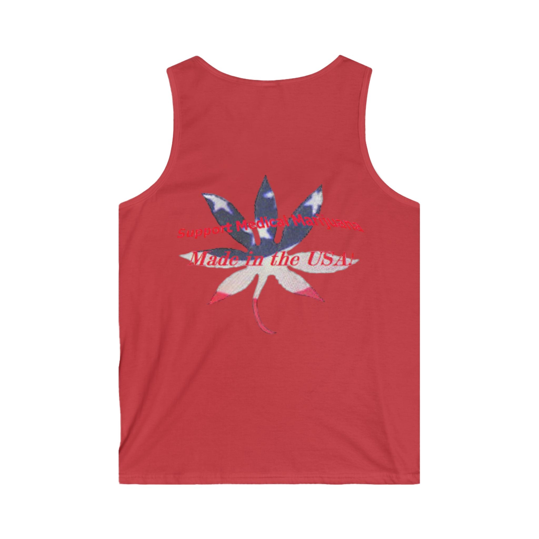 Tank Top - Support Medical Marijuana USA Red White Blue Leaf Image