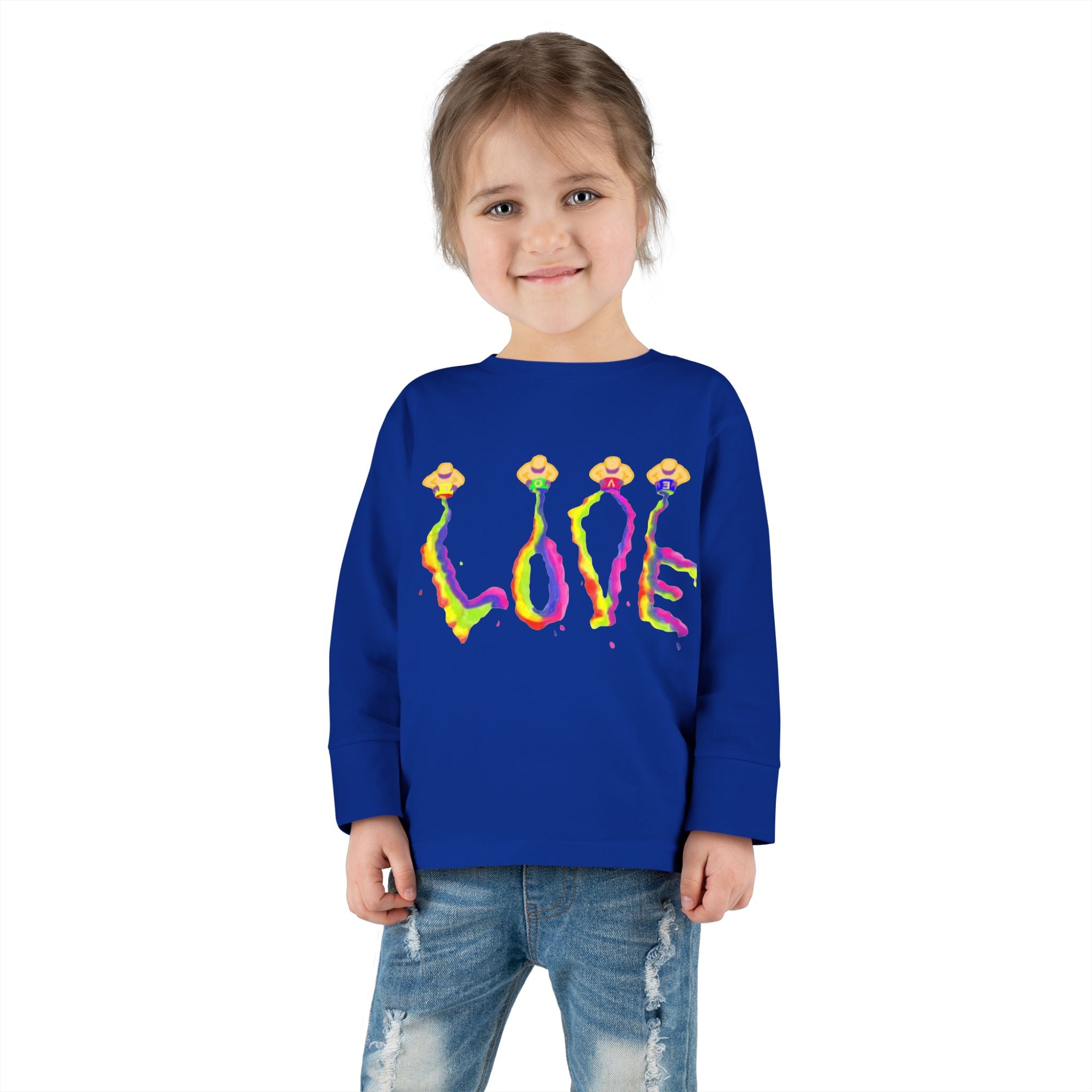 Toddler Long Sleeve Tee - It's All About Love in Bright Colors by Studio Blitz