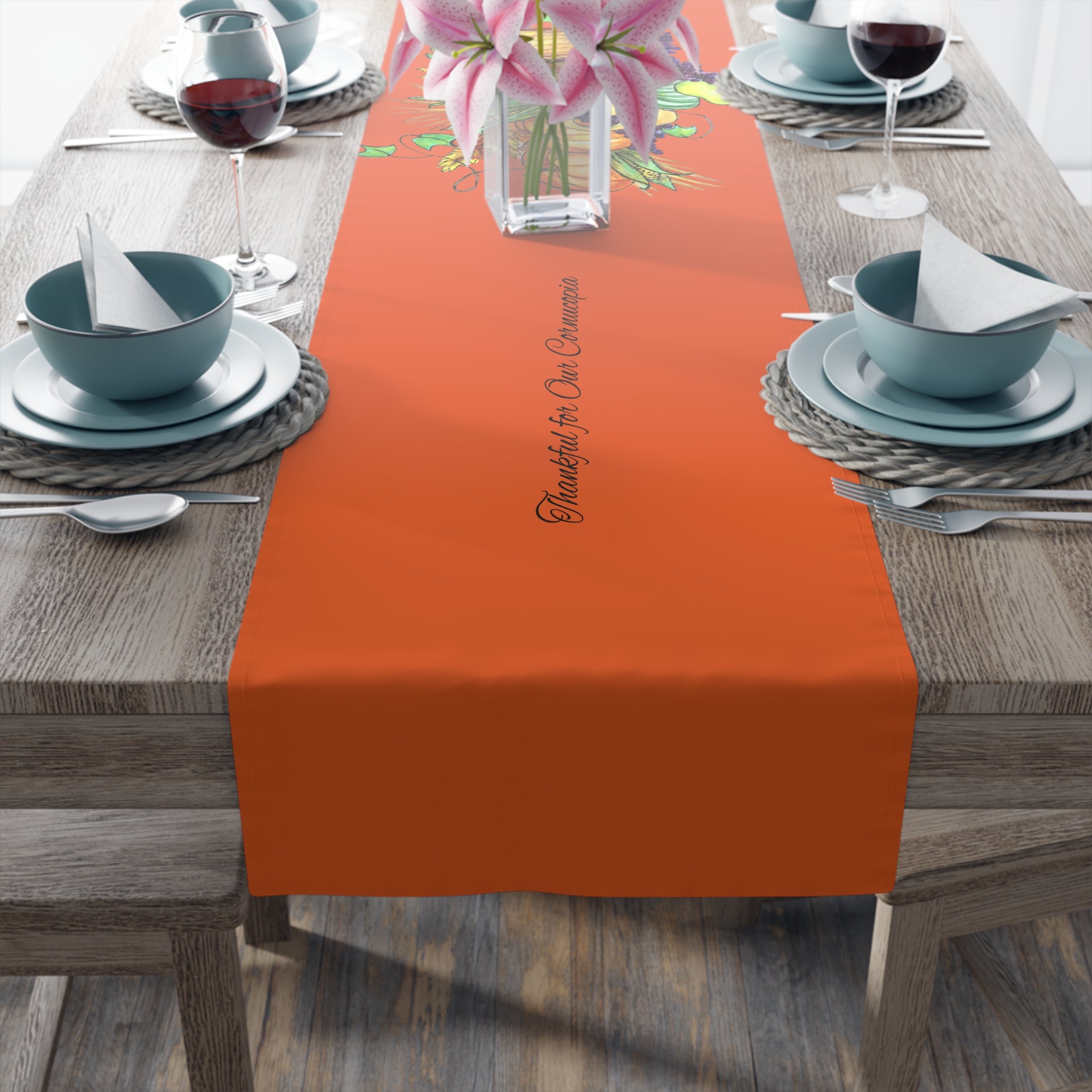 Table Runner - Thankful for Our Cornucopia of Blessings (Cotton, Poly) by Studio Blitz