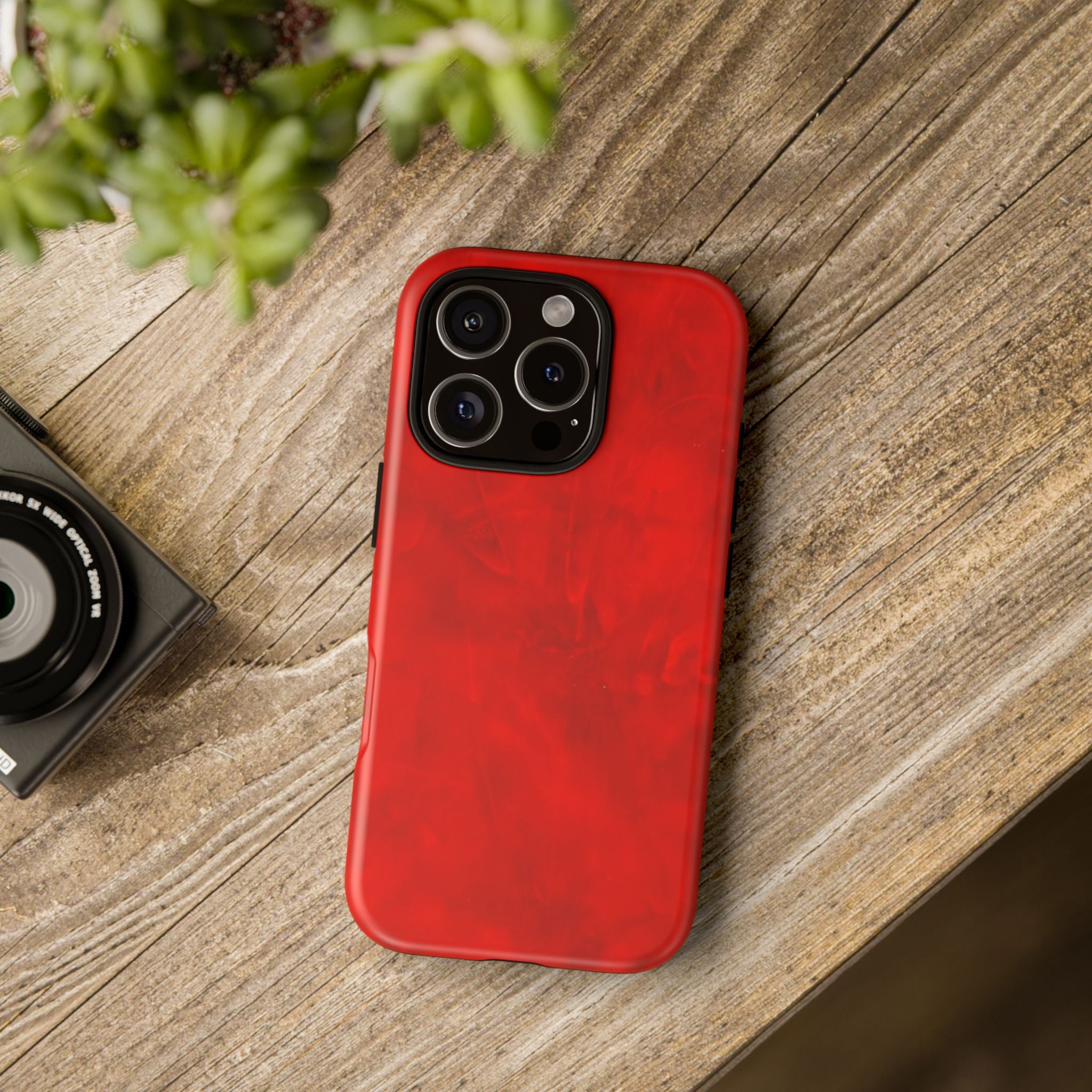 Tough Phone Case with Red Leather Look by Studio Blitz