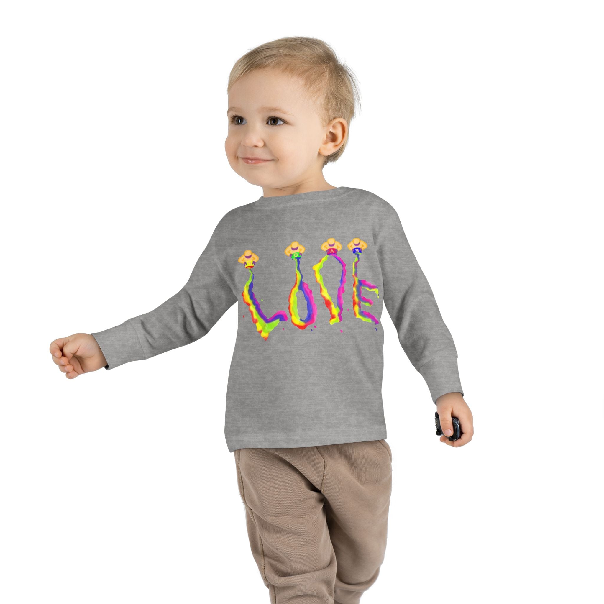 Toddler Long Sleeve Tee - It's All About Love in Bright Colors by Studio Blitz