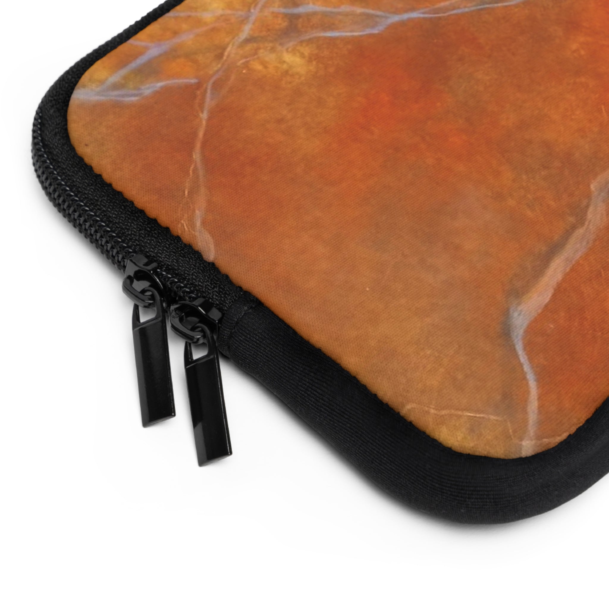 Stylish Laptop Sleeve in Red/Orange Modern Marble Design by Studio Blitz