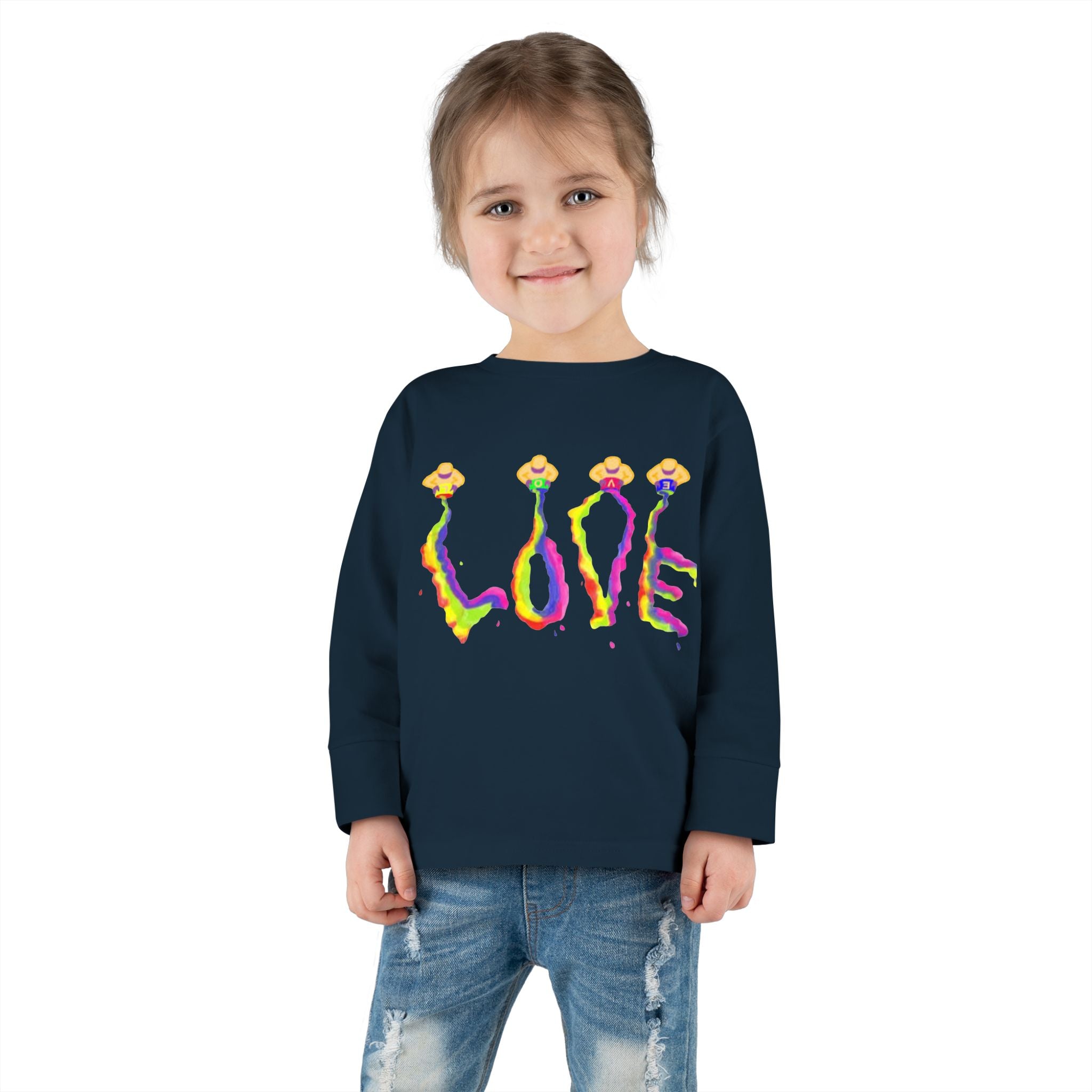 Toddler Long Sleeve Tee - It's All About Love in Bright Colors by Studio Blitz