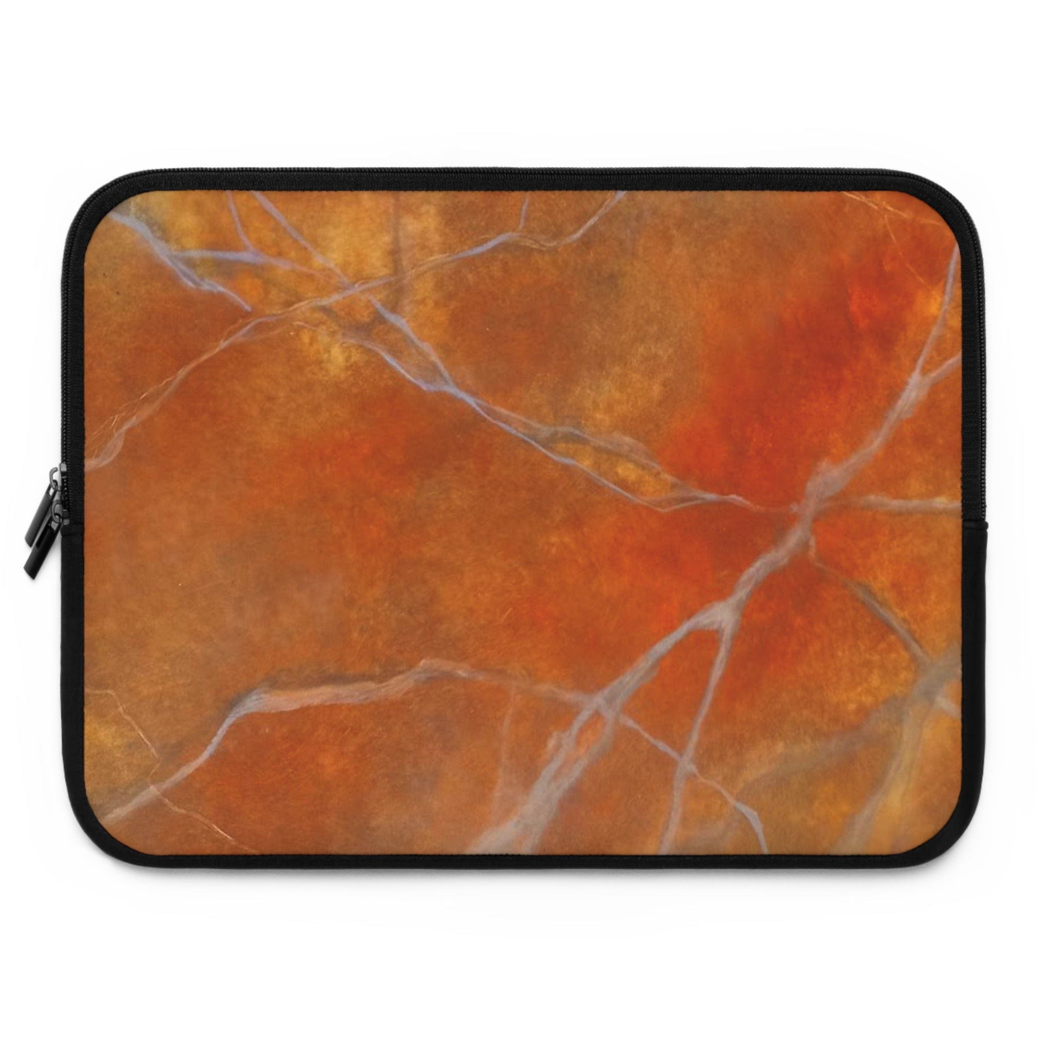 Stylish Laptop Sleeve in Red/Orange Modern Marble Design by Studio Blitz