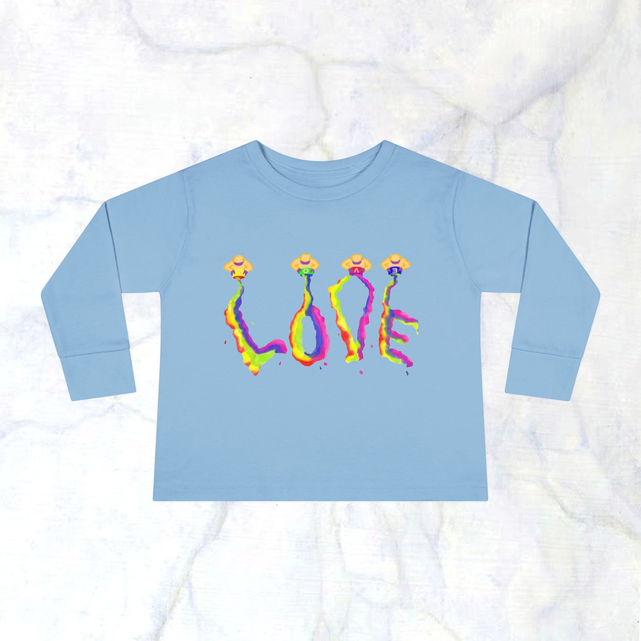 Toddler Long Sleeve Tee - It's All About Love in Bright Colors by Studio Blitz