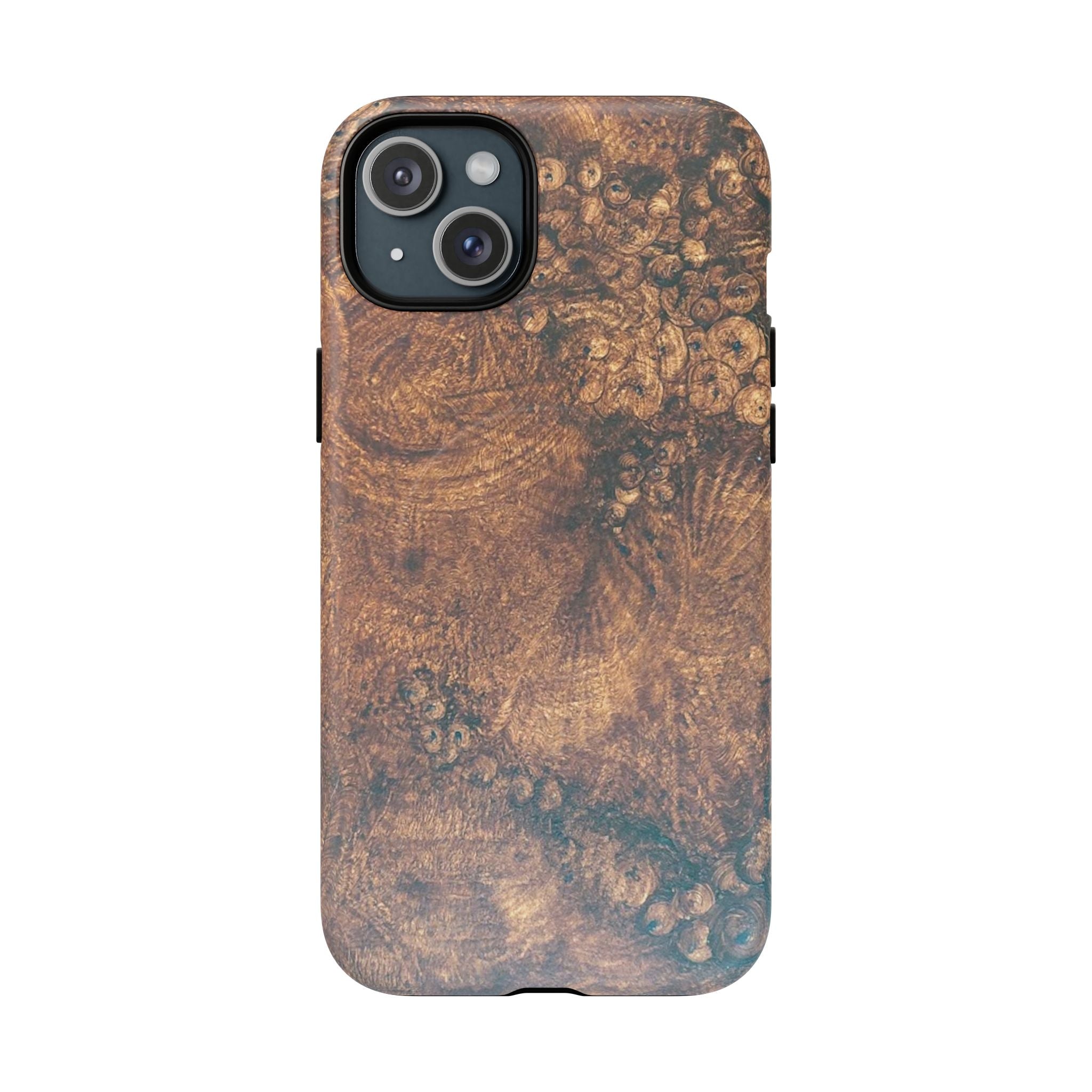 Durable Magnetic Phone Case with Unique Burl Wood Art Design by Studio Blitz that will make people take notice.