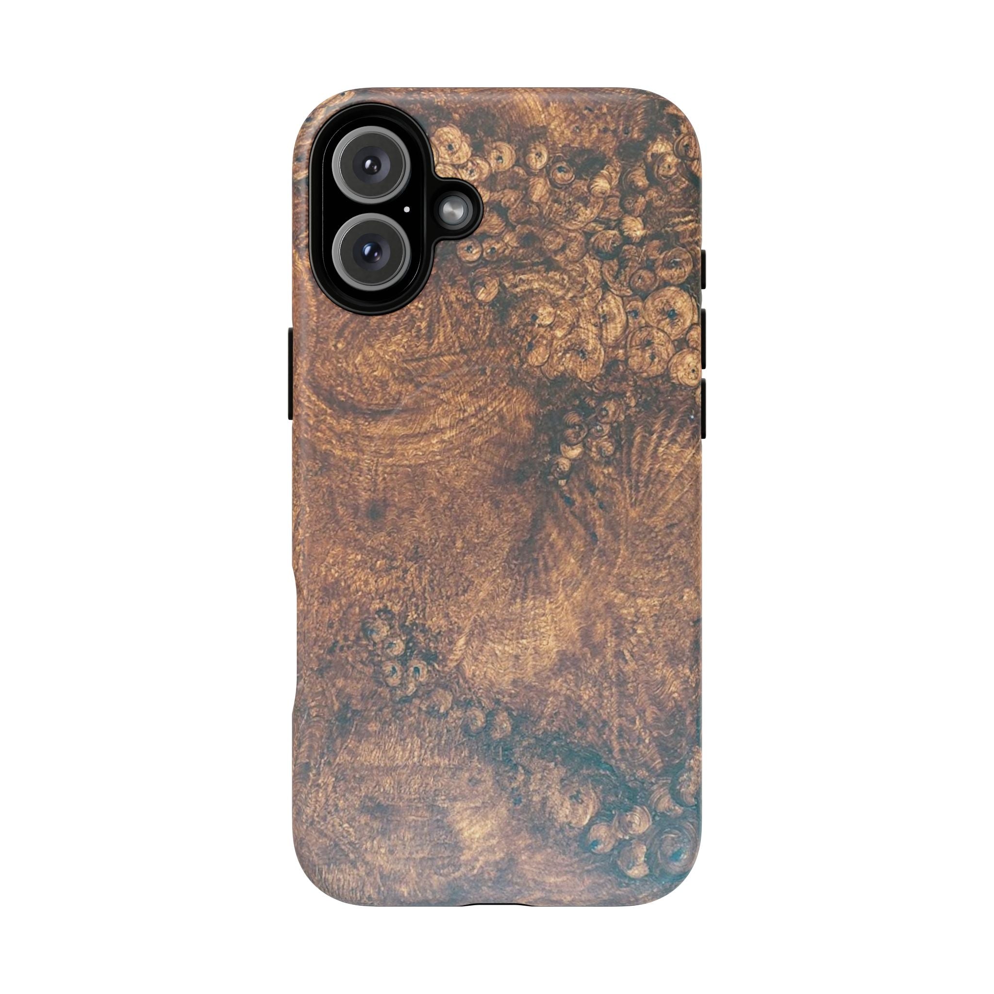 Durable Magnetic Phone Case with Unique Burl Wood Art Design by Studio Blitz that will make people take notice.
