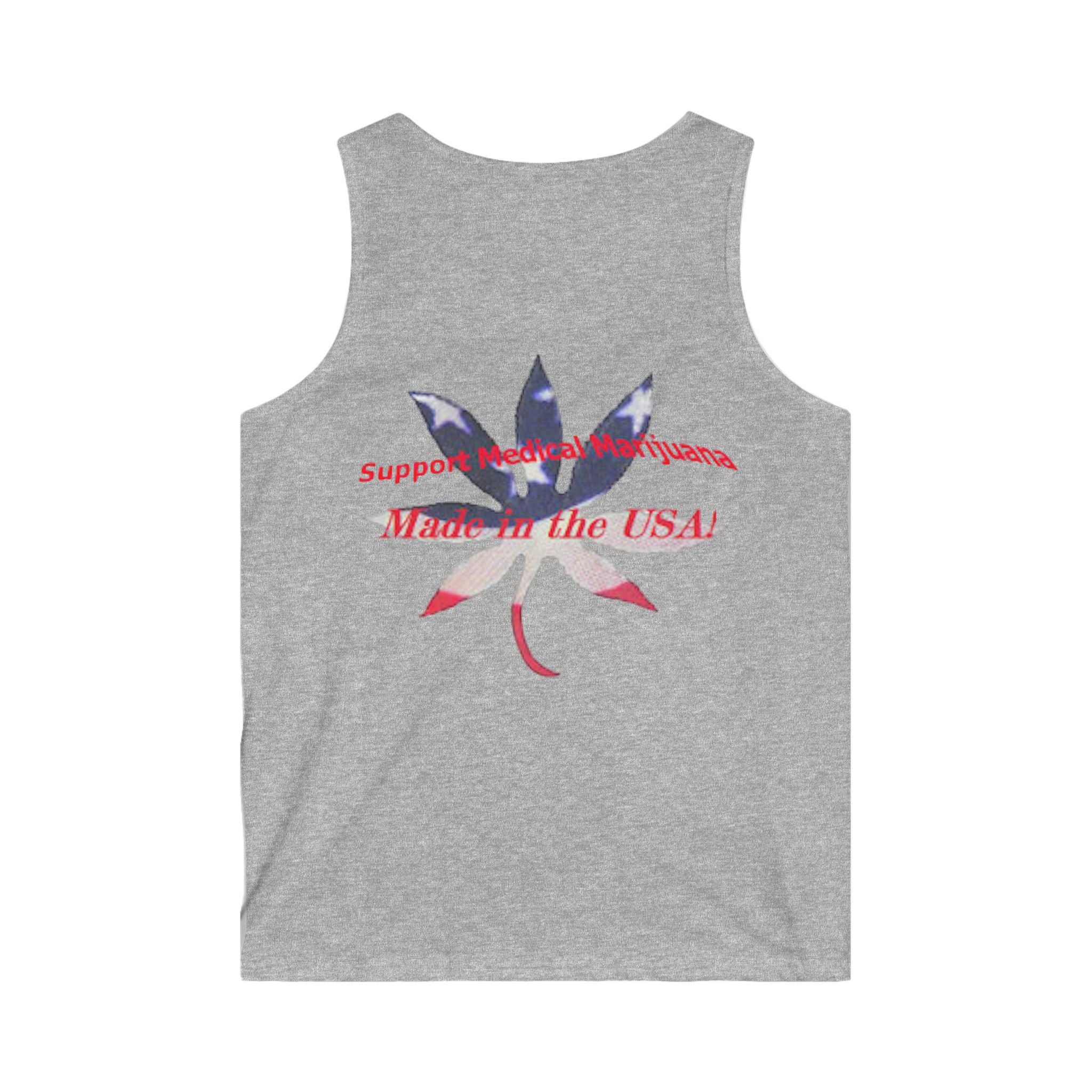 Tank Top - Support Medical Marijuana USA Red White Blue Leaf Image
