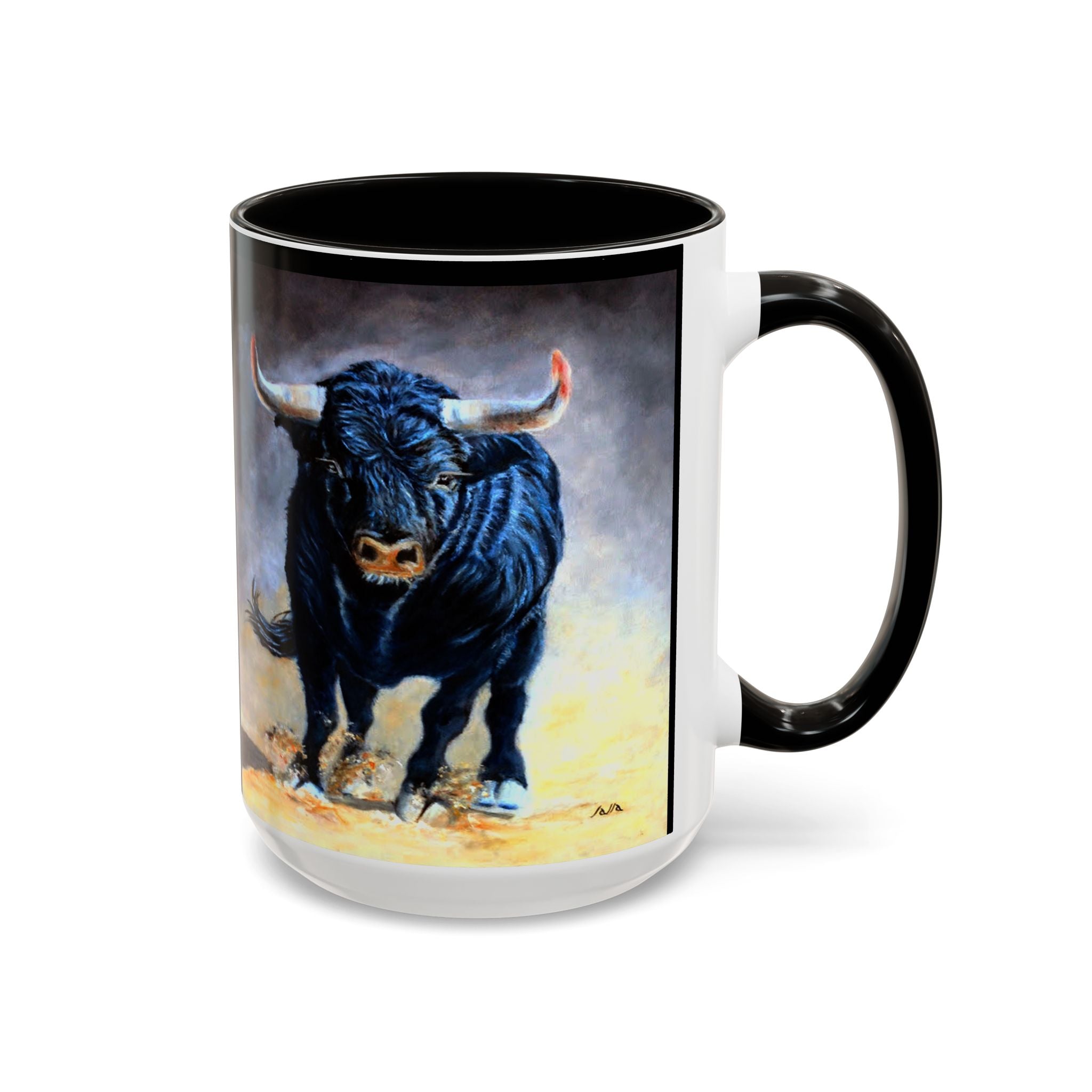Mugs - premium ceramic 11oz. & 15oz. - artist painted Charging Bull by Studio Blitz