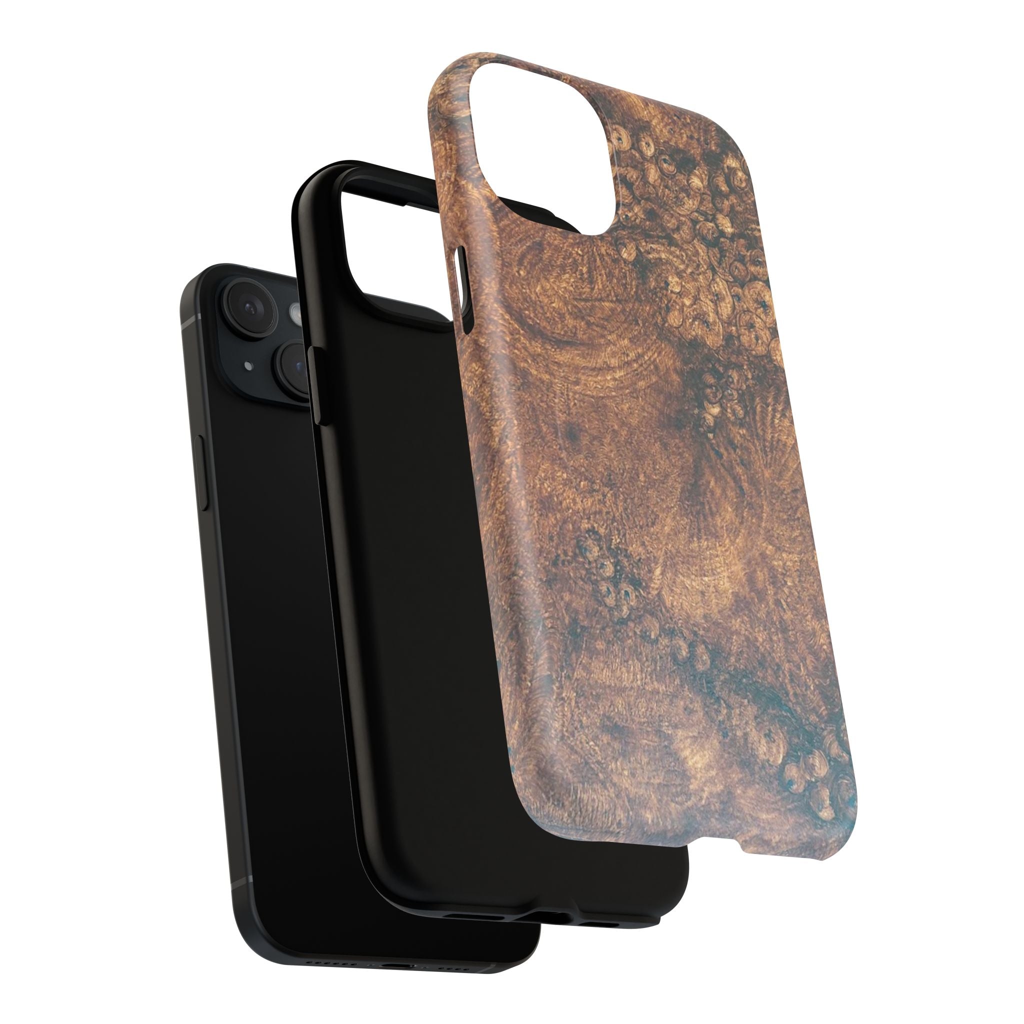 Durable Magnetic Phone Case with Unique Burl Wood Art Design by Studio Blitz that will make people take notice.