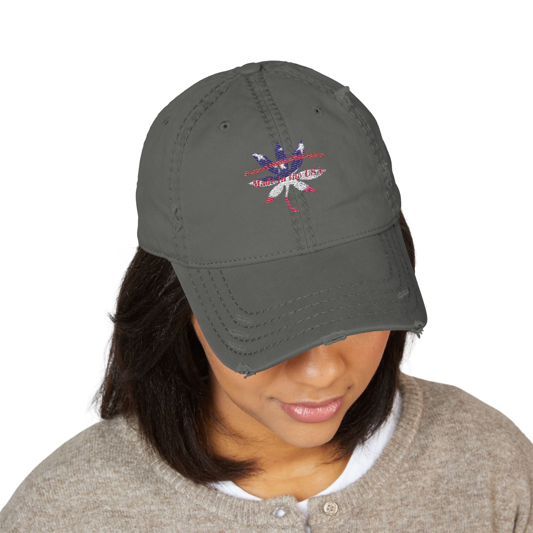 Distressed Embroidered Hat - Medical Marijuana designed by Studio Blitz