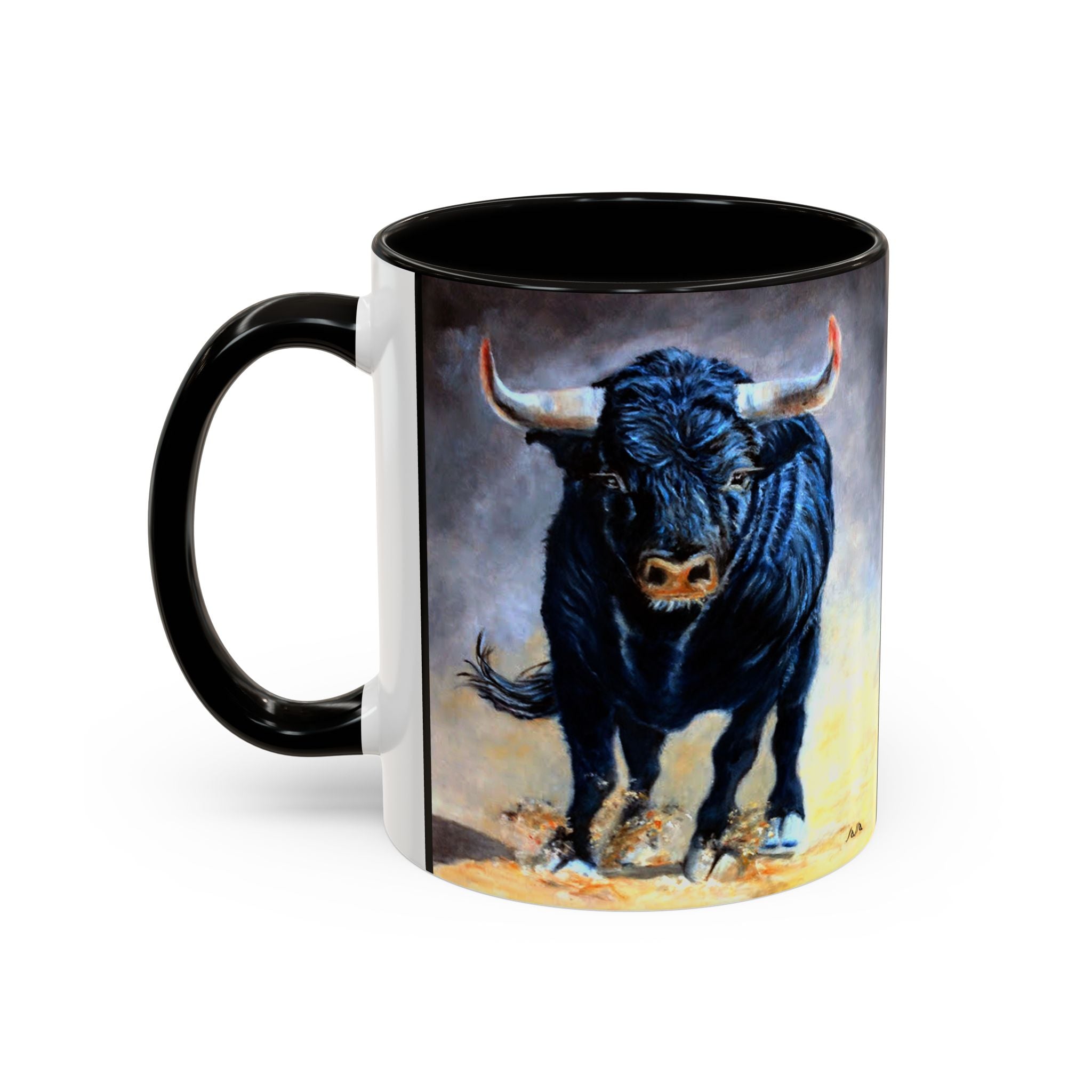 Mugs - premium ceramic 11oz. & 15oz. - artist painted Charging Bull by Studio Blitz
