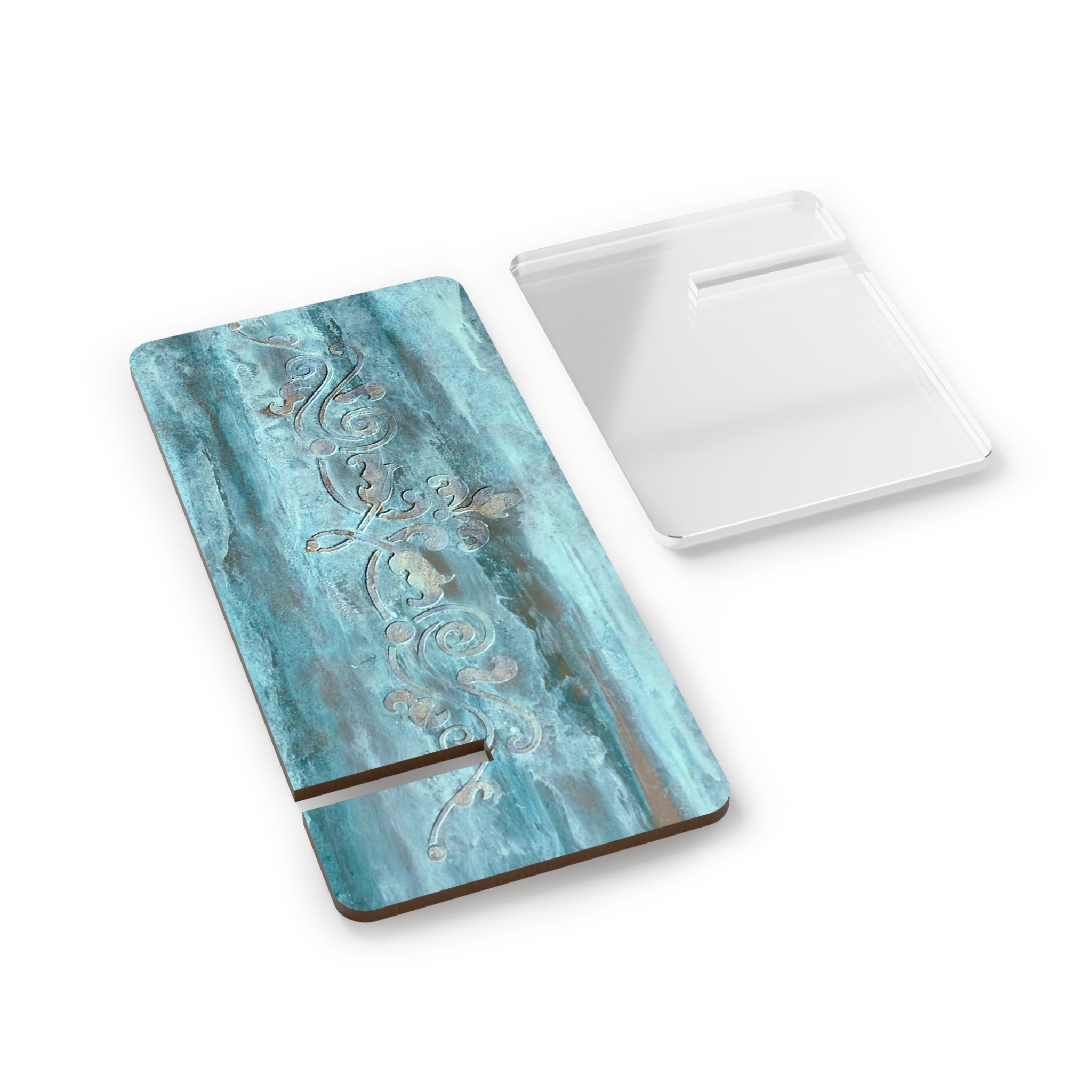 Phone Stand - Elegant Scroll Decor in Abstract Art by Studio Blitz