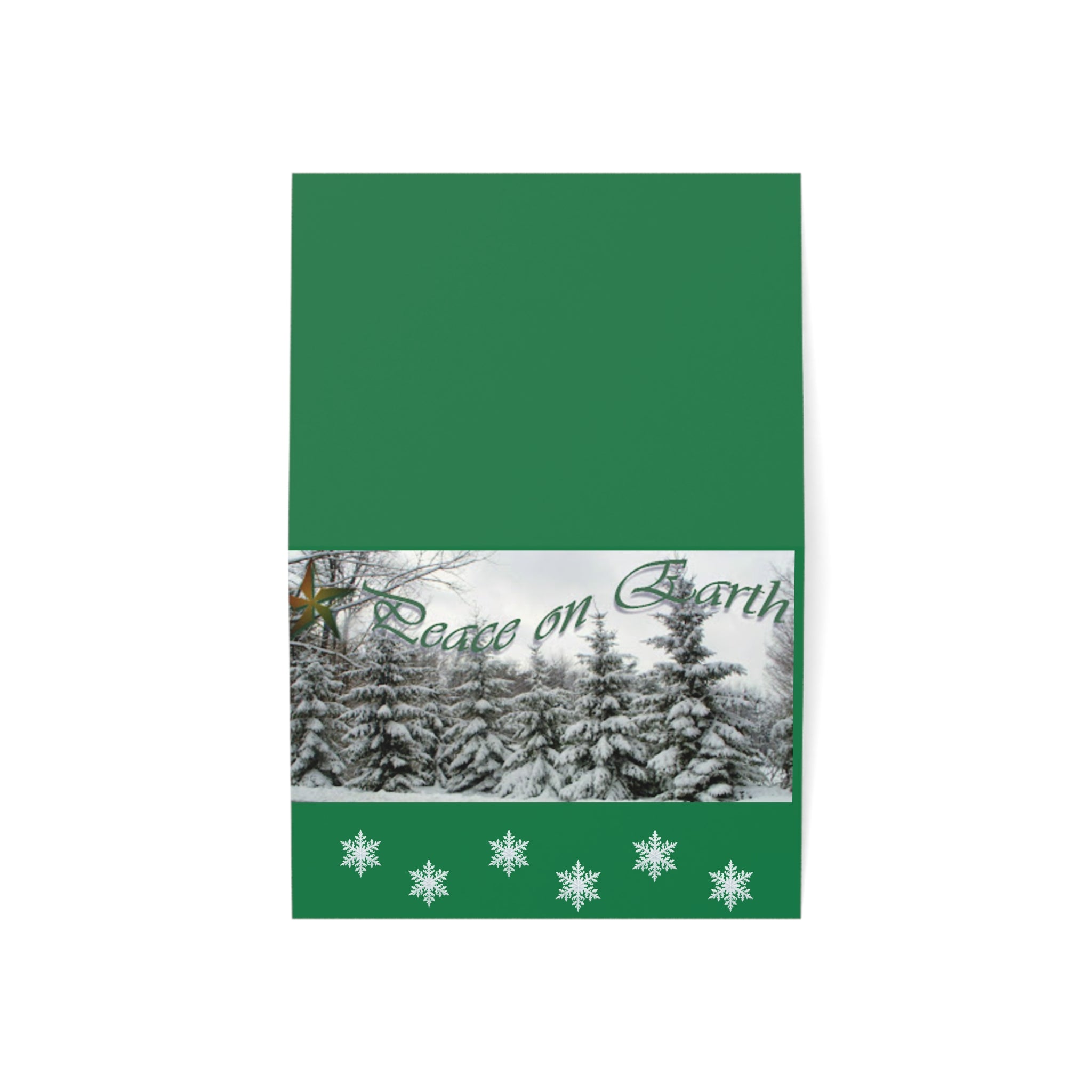 Peace on Earth Holiday Greeting Cards in a Snowy Pine Forest (Pack of 1/10/30/50)