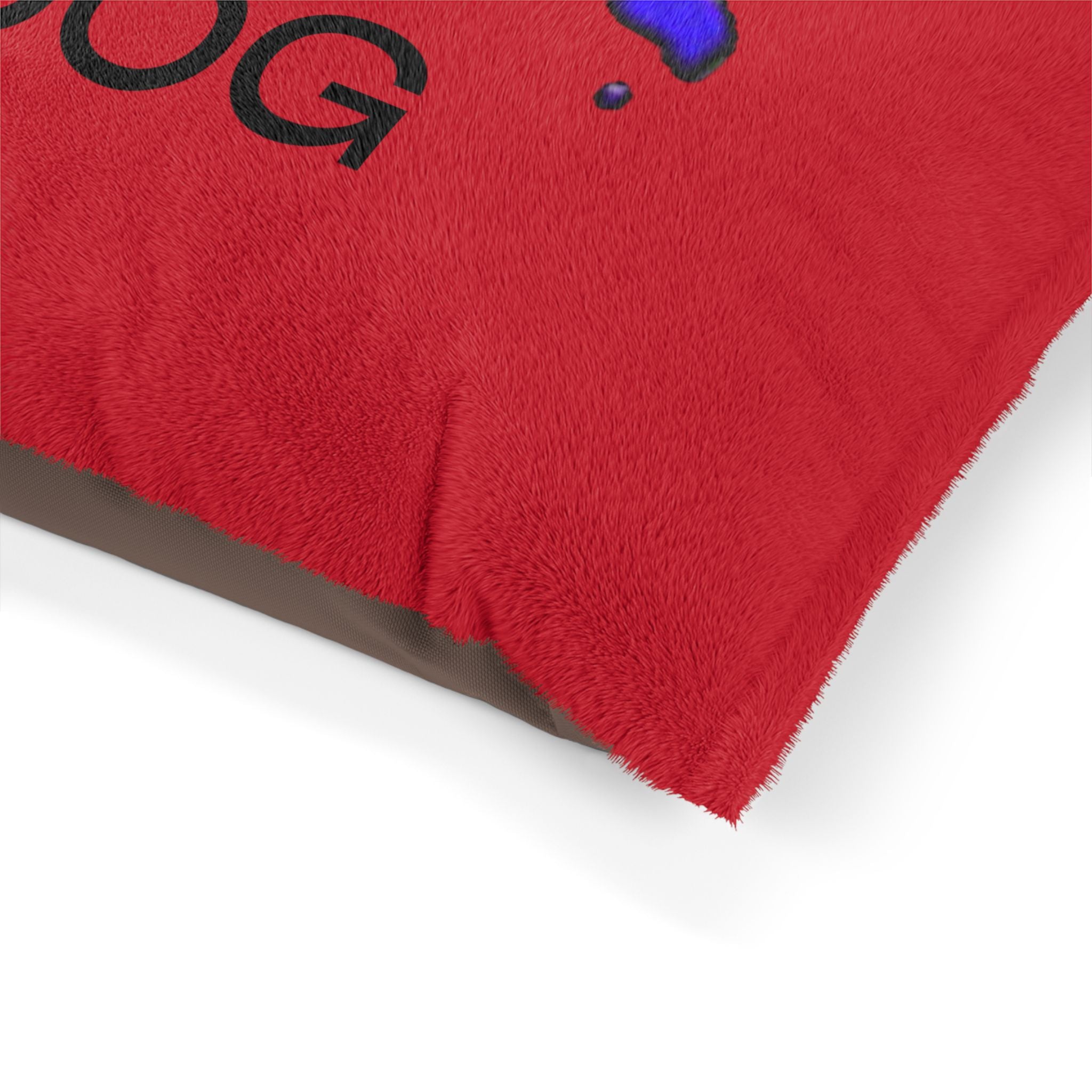 Vibrant Red Dog Bed - Comfy with LOVE Art Design by Studio Blitz
