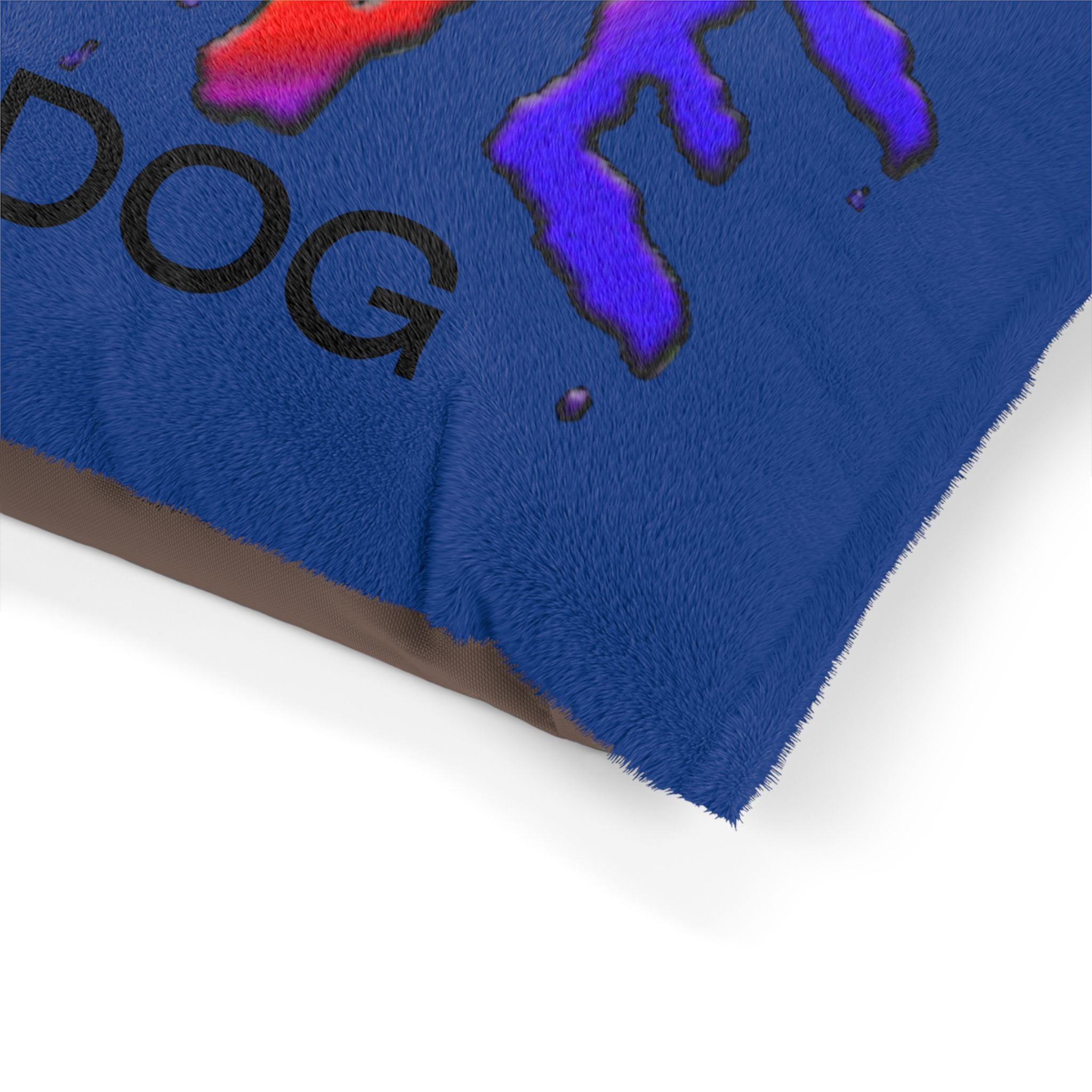 Super Colorful Blue Dog Bed - 'LOVE' Art Design by Studio Blitz