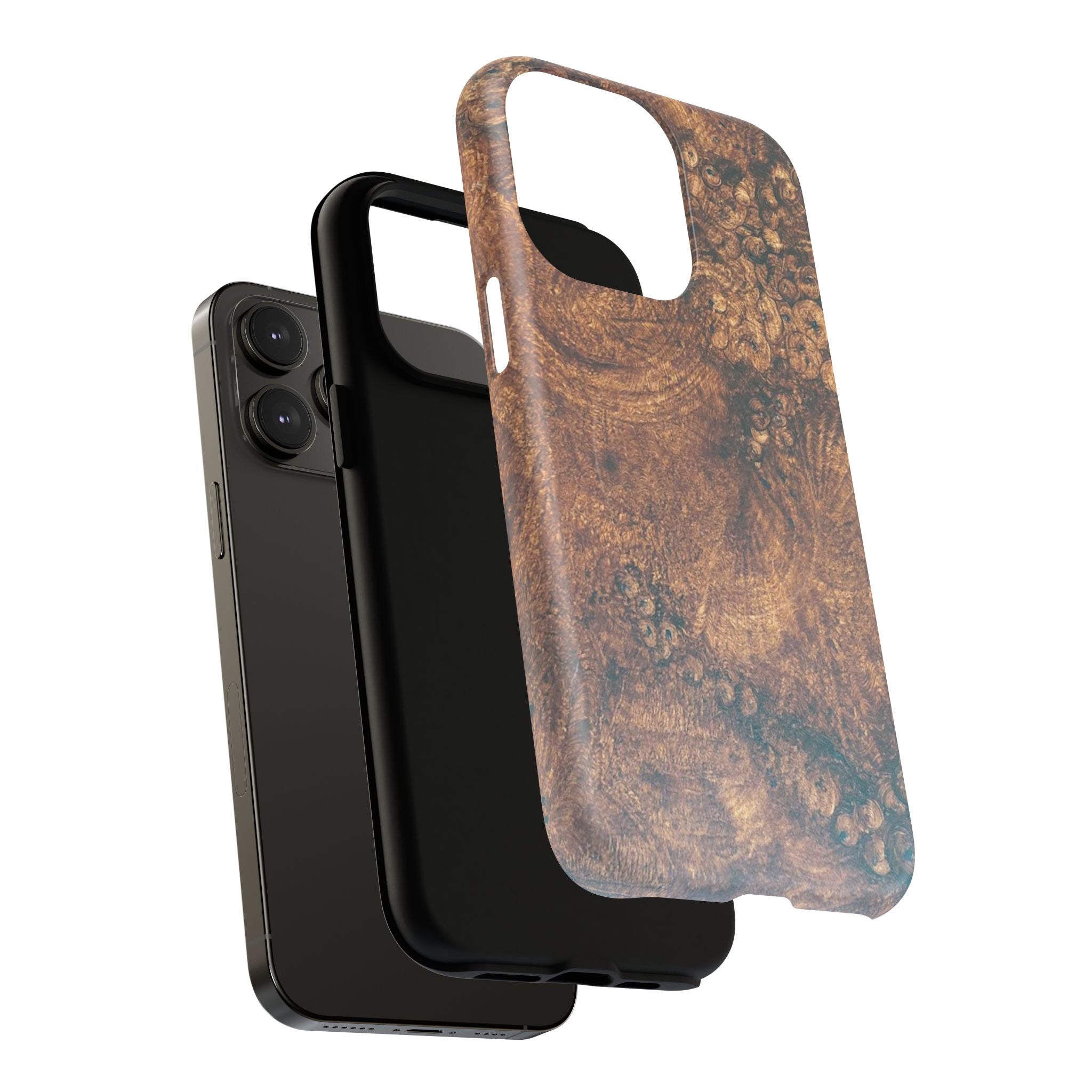 Durable Magnetic Phone Case with Unique Burl Wood Art Design by Studio Blitz that will make people take notice.