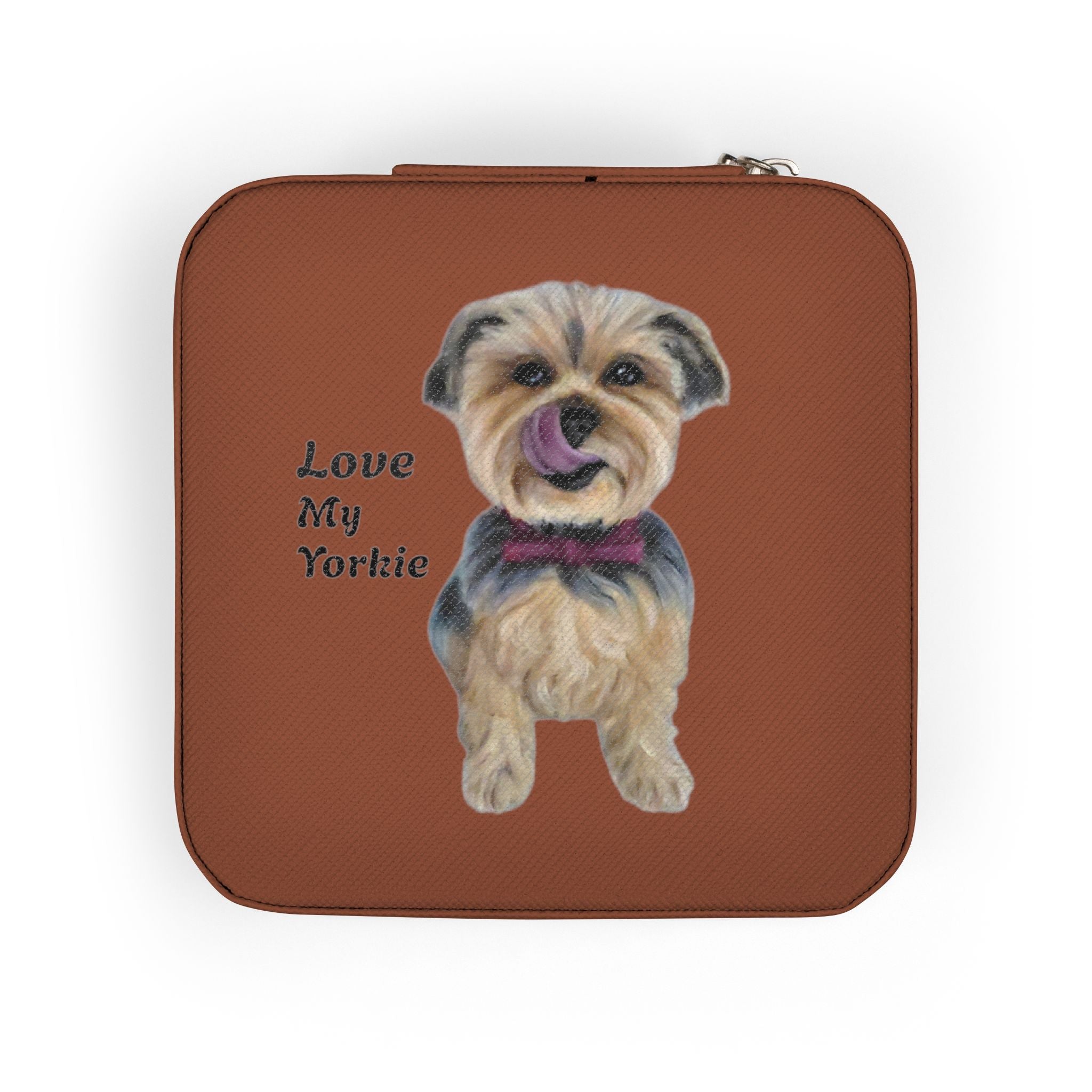 Cute Love My Yorkie Jewelry Travel Case designed by Studio Blitz